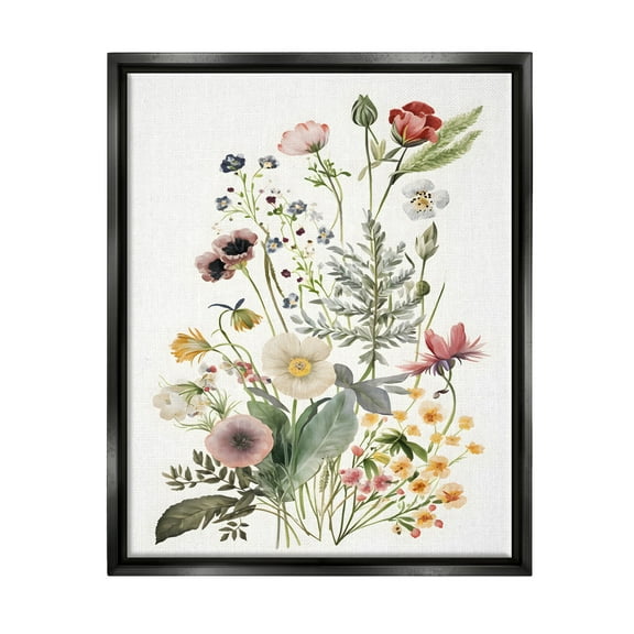Stupell Industries Subtle Spring Blossoms Botanical & Floral Painting Black Floater Framed Canvas Art Print Wall Art, 17 x 21