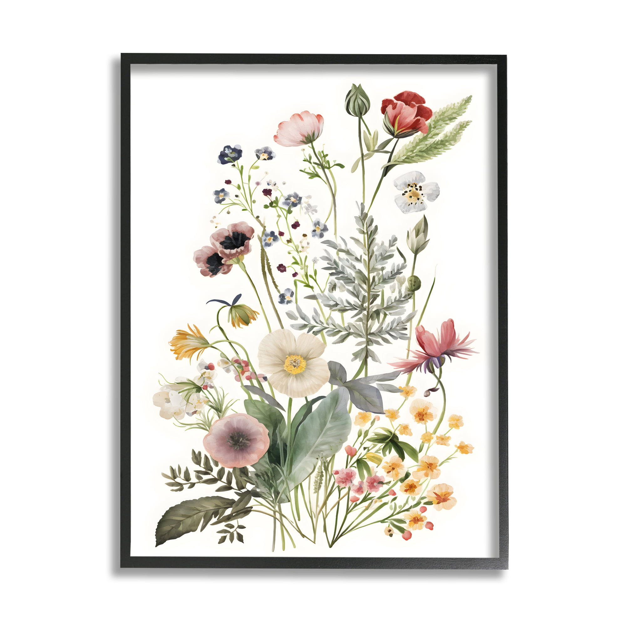 Stupell Industries Subtle Spring Blossoms Botanical & Floral Painting Black Framed Art Print Wall Art, 16 x 20