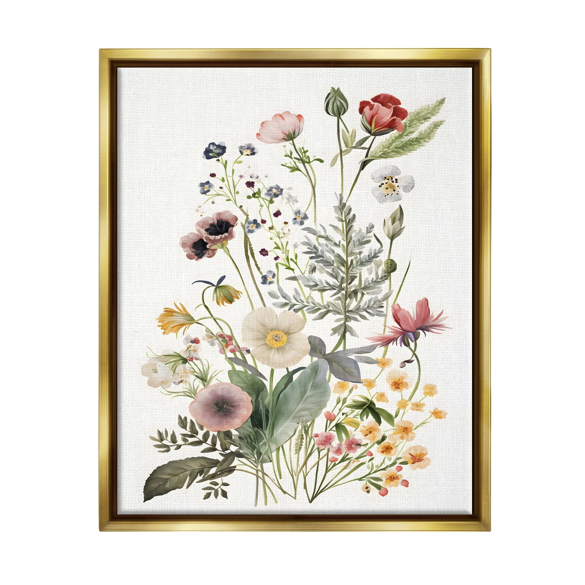 Stupell Industries Subtle Spring Blossoms Botanical & Floral Painting Gold Floater Framed Canvas Art Print Wall Art, 25 x 31