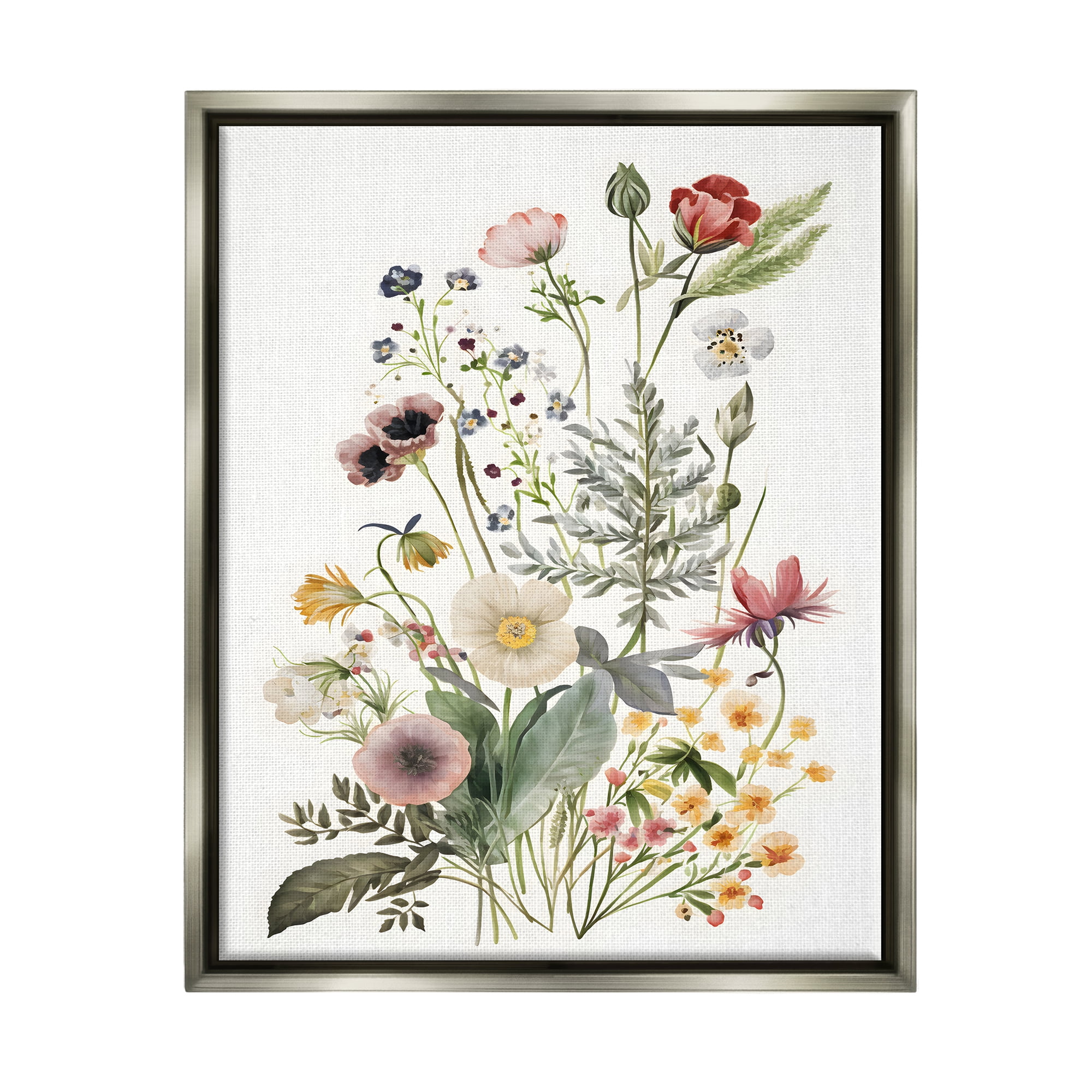 Stupell Industries Subtle Spring Blossoms Botanical & Floral Painting Gray Floater Framed Canvas Art Print Wall Art, 17 x 21