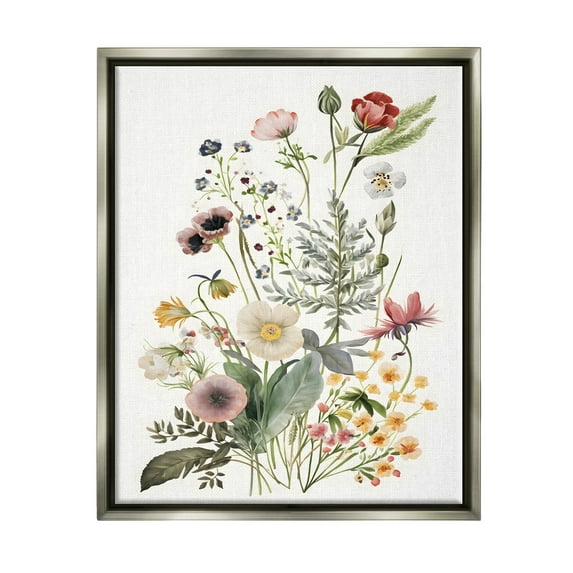 Stupell Industries Subtle Spring Blossoms Botanical & Floral Painting Gray Floater Framed Canvas Art Print Wall Art, 25 x 31