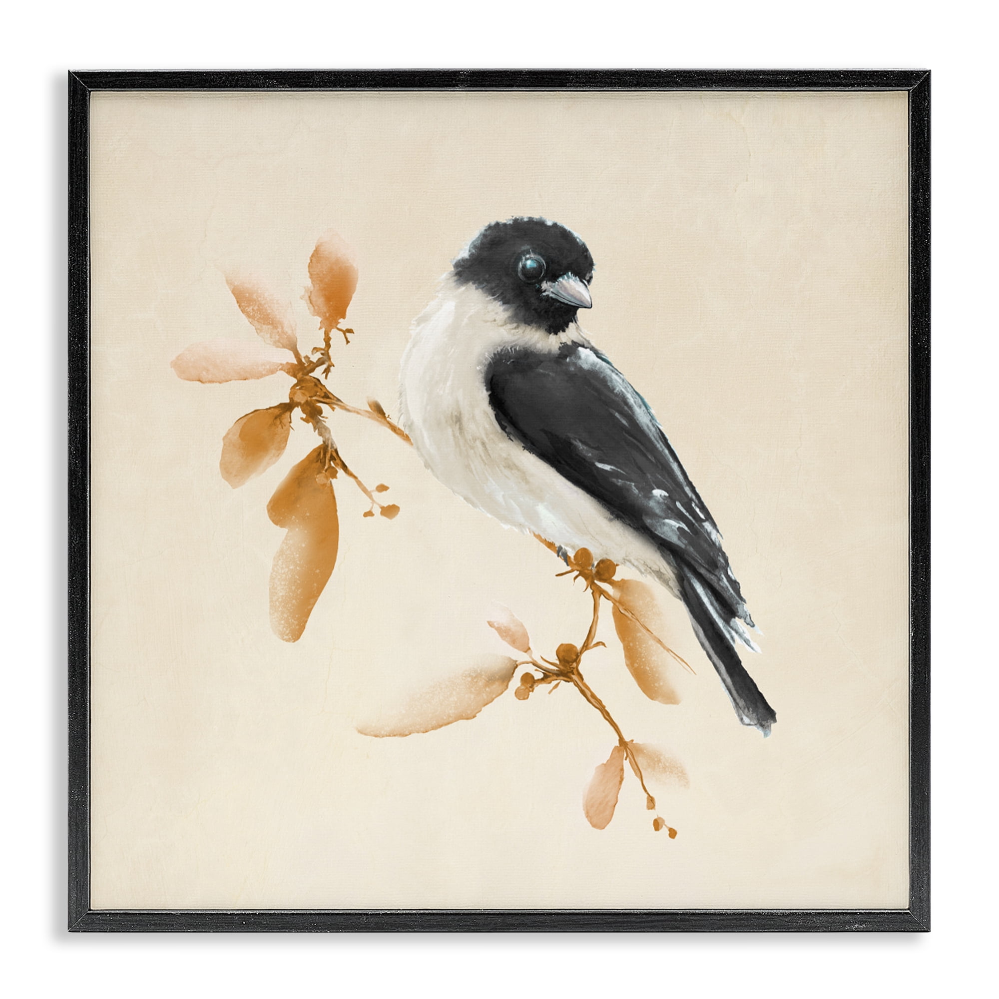 Stupell Industries Subtle Watercolor Chickadee Black Framed Giclee Art, design by Diannart