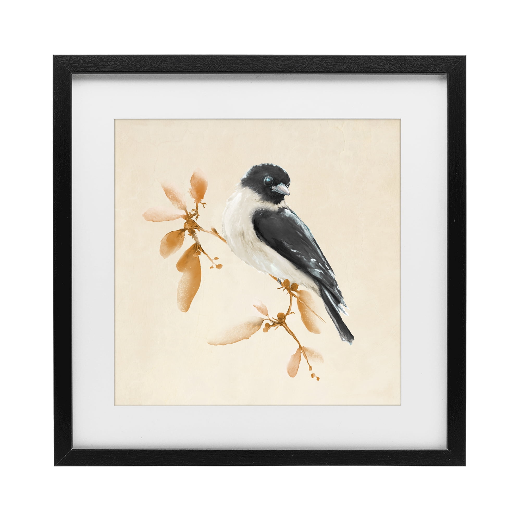 Stupell Industries Subtle Watercolor Chickadee Black Framed Print Under Glass, design by Diannart