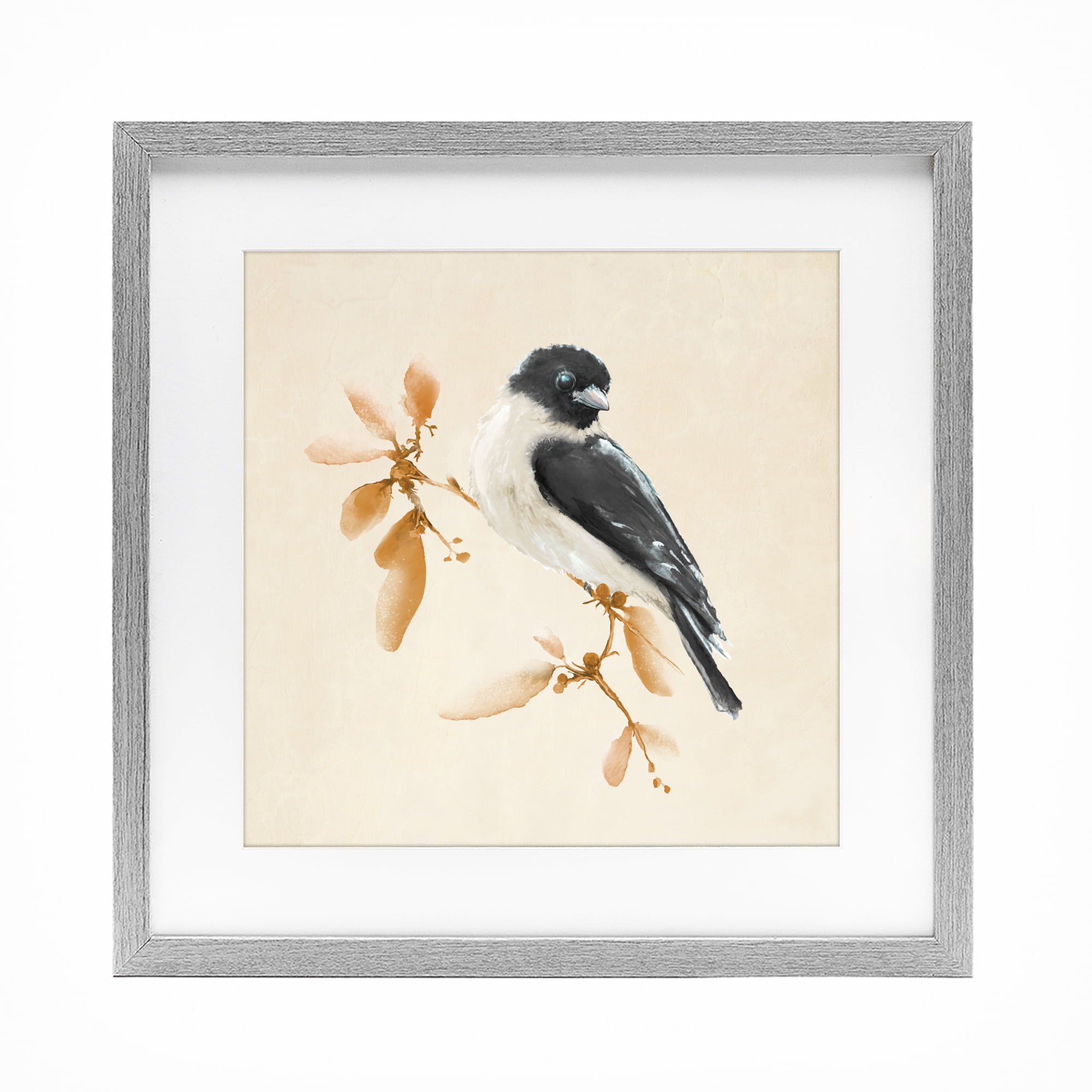Stupell Industries Subtle Watercolor Chickadee Gray Framed Print Under Glass, design by Diannart