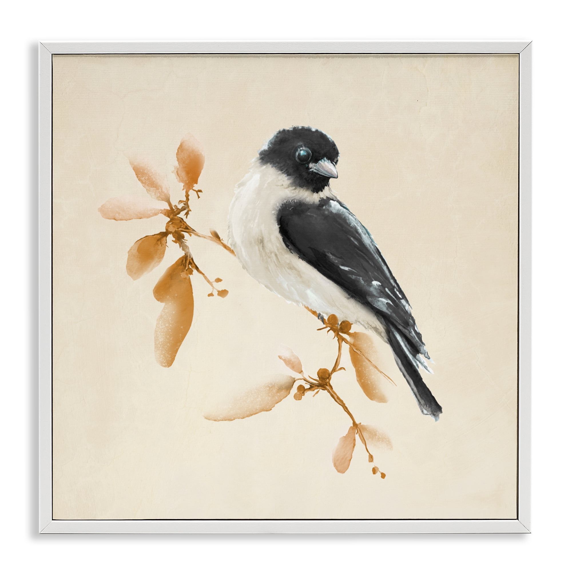 Stupell Industries Subtle Watercolor Chickadee White Framed Giclee Art, design by Diannart