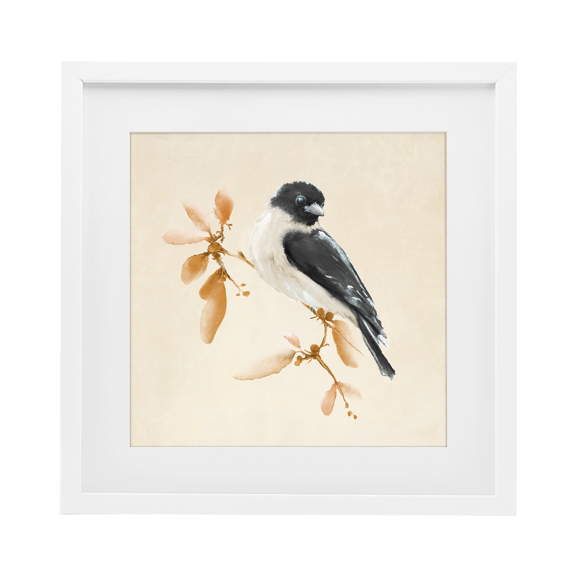 Stupell Industries Subtle Watercolor Chickadee White Framed Print Under Glass, design by Diannart