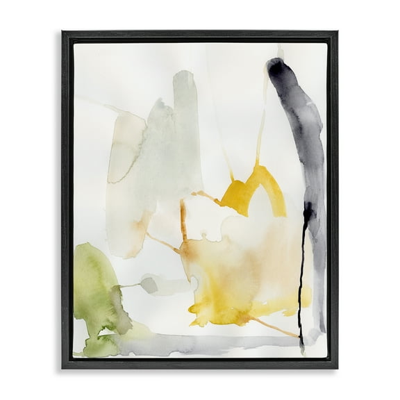 Stupell Industries Subtle Watercolor Splashes Abstract Painting Black Floater Framed Canvas Art Print Wall Art, 17 x 21