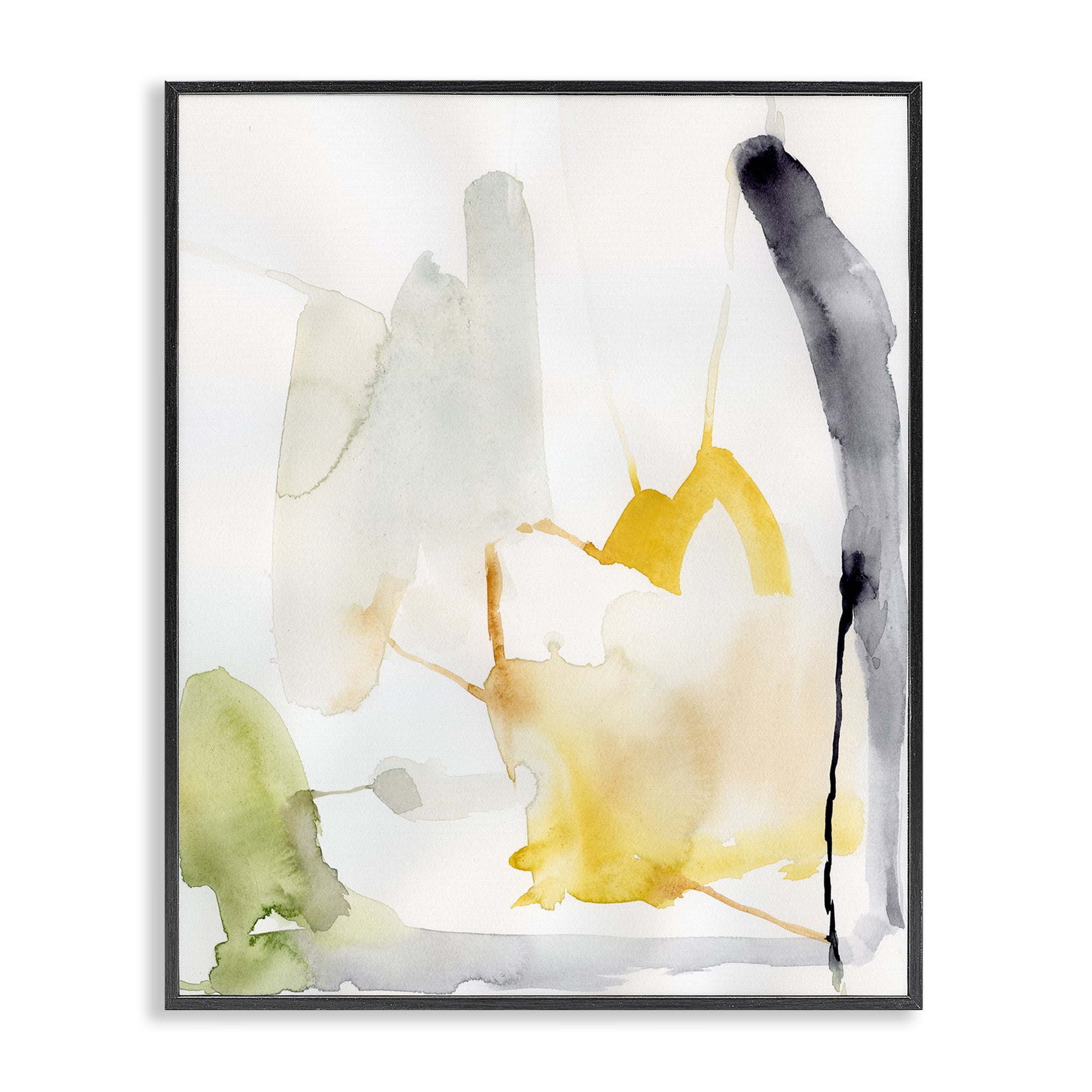 Stupell Industries Subtle Watercolor Splashes Abstract Painting Black Framed Art Print Wall Art, 16 x 20