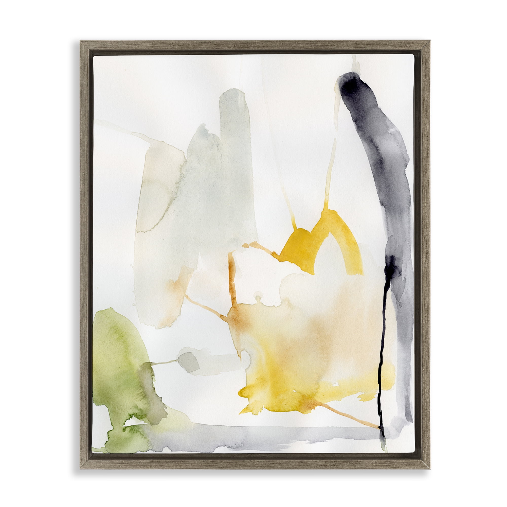 Stupell Industries Subtle Watercolor Splashes Abstract Painting Brown Floater Framed Canvas Art Print Wall Art, 25 x 31