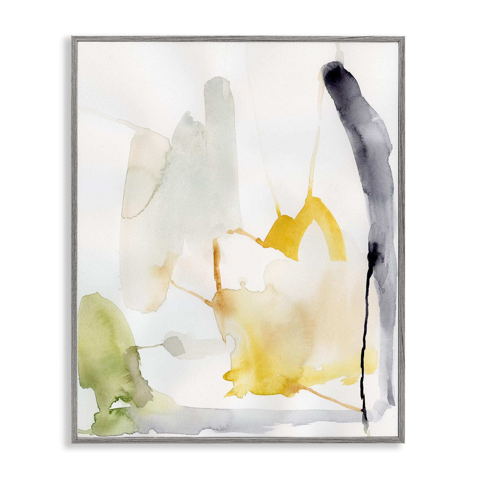 Stupell Industries Subtle Watercolor Splashes Abstract Painting Gray Framed Art Print Wall Art, 16 x 20