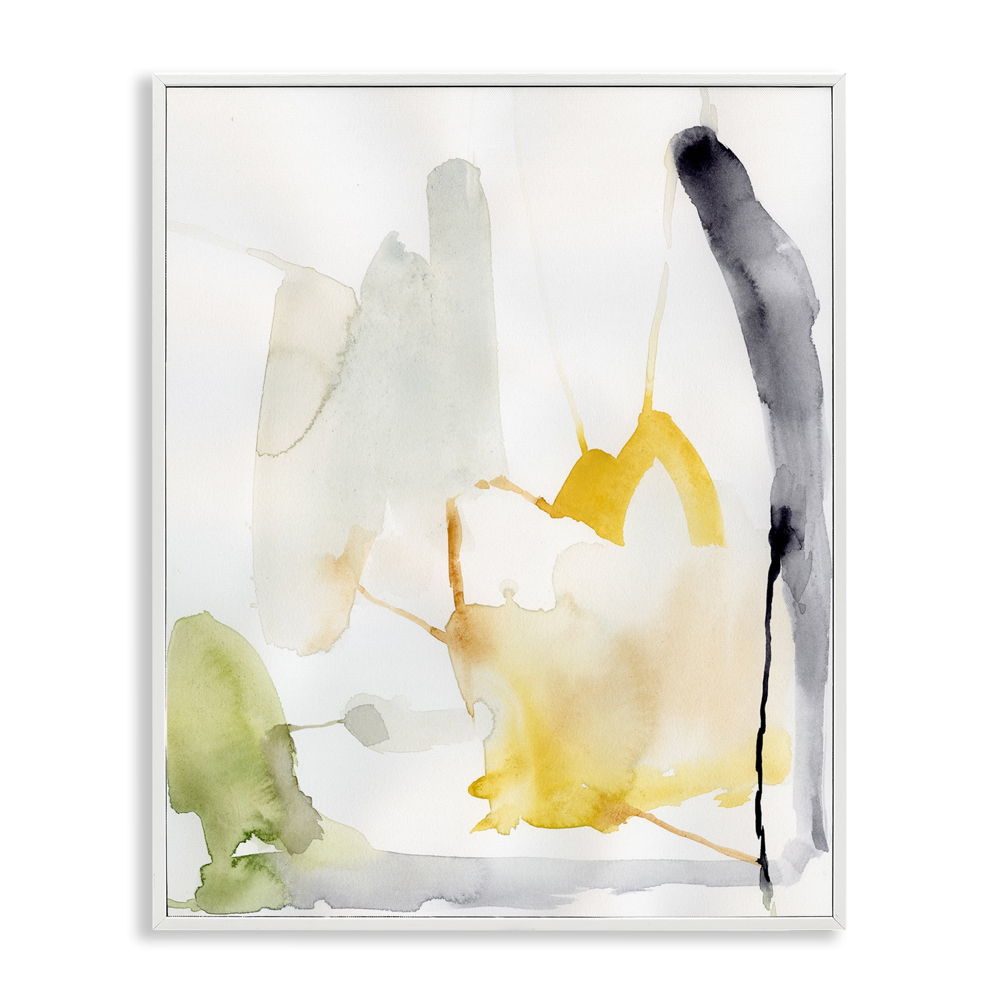 Stupell Industries Subtle Watercolor Splashes Abstract Painting White Framed Art Print Wall Art, 16 x 20