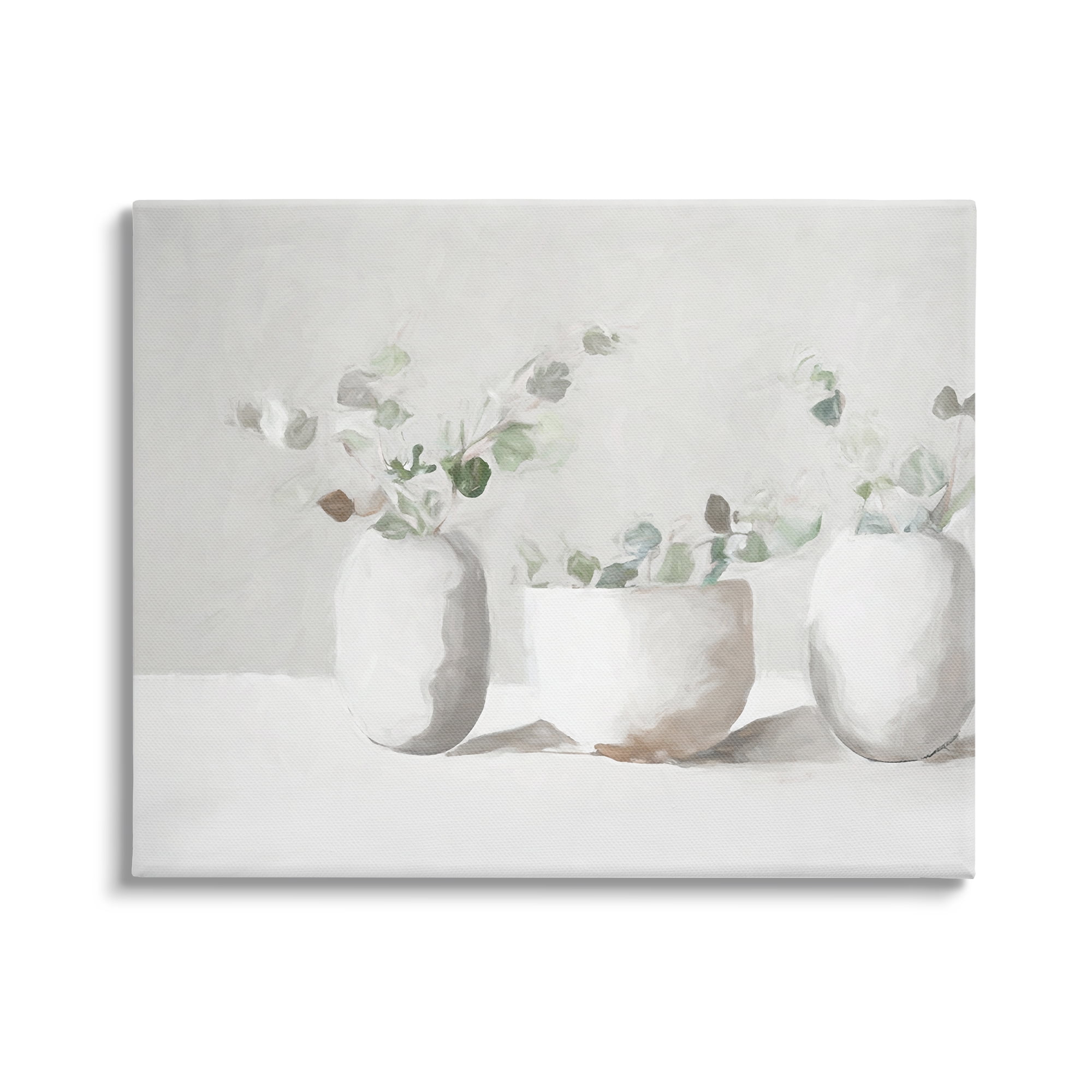 Stupell Industries Subtle White Eucalyptus Botanical & Floral Painting Gallery Wrapped Canvas Art Print Wall Art, 40 x 30