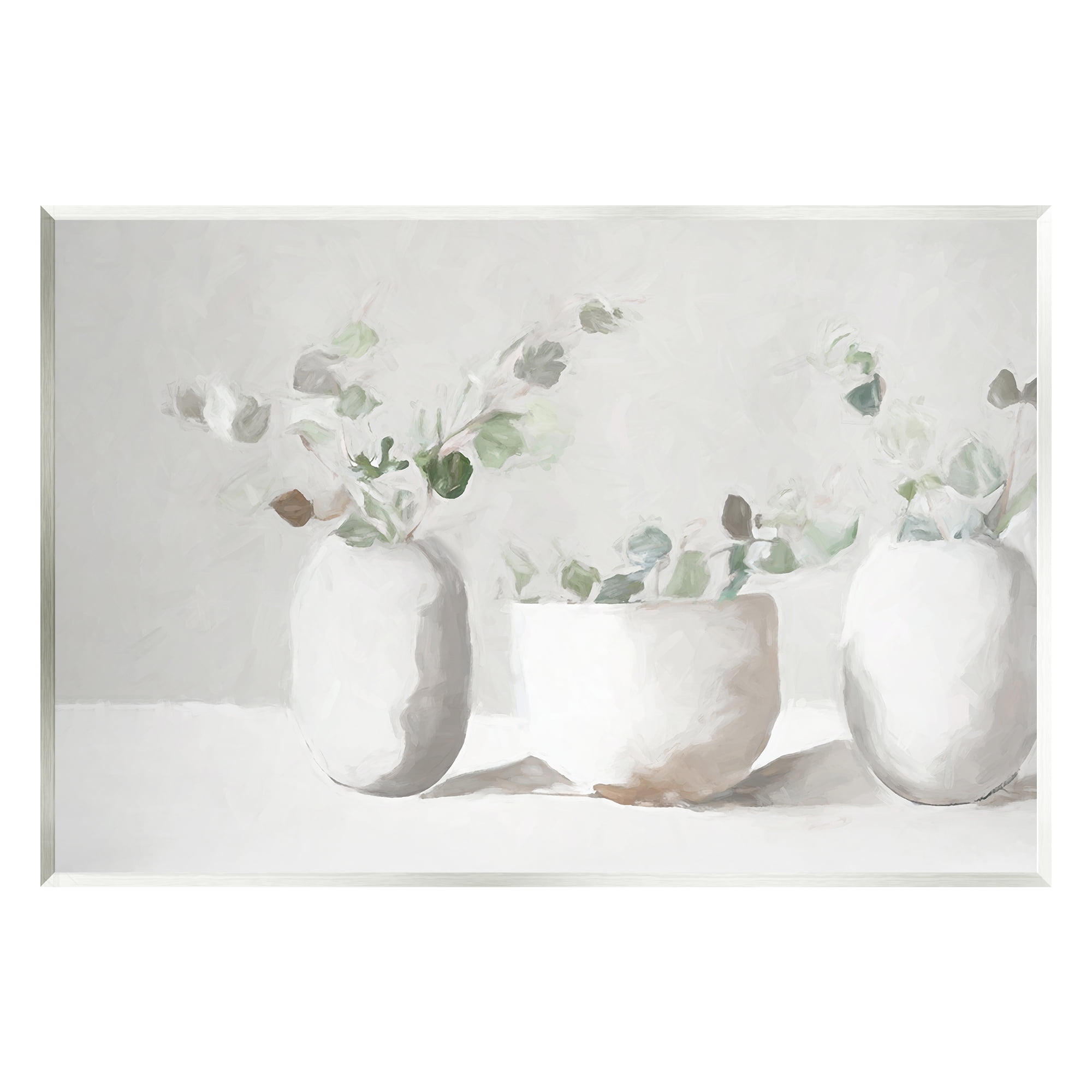 Stupell Industries Subtle White Eucalyptus Botanical & Floral Painting Unframed Art Print Wall Art, 19 x 13