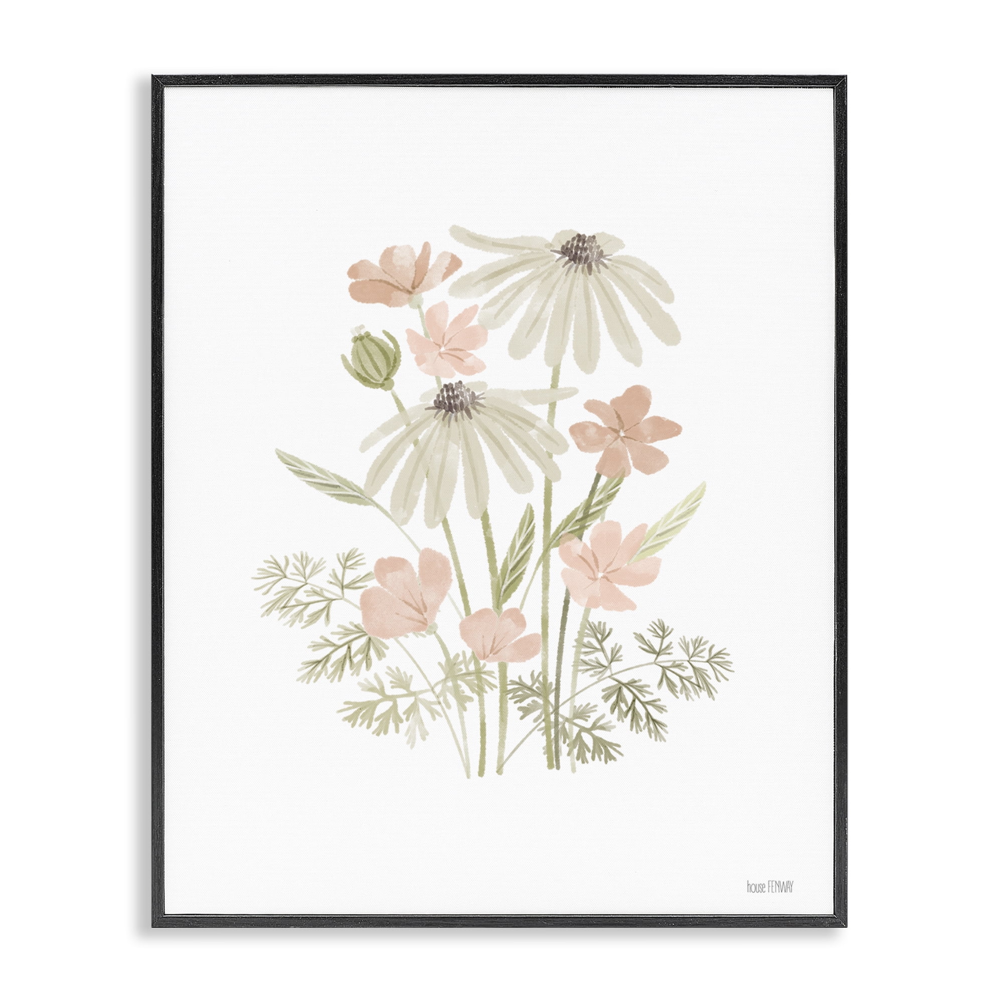 Stupell Industries Subtle Wild Blooms Plants & Flowers Painting Black Framed Art Print Wall Art, 11 x 14