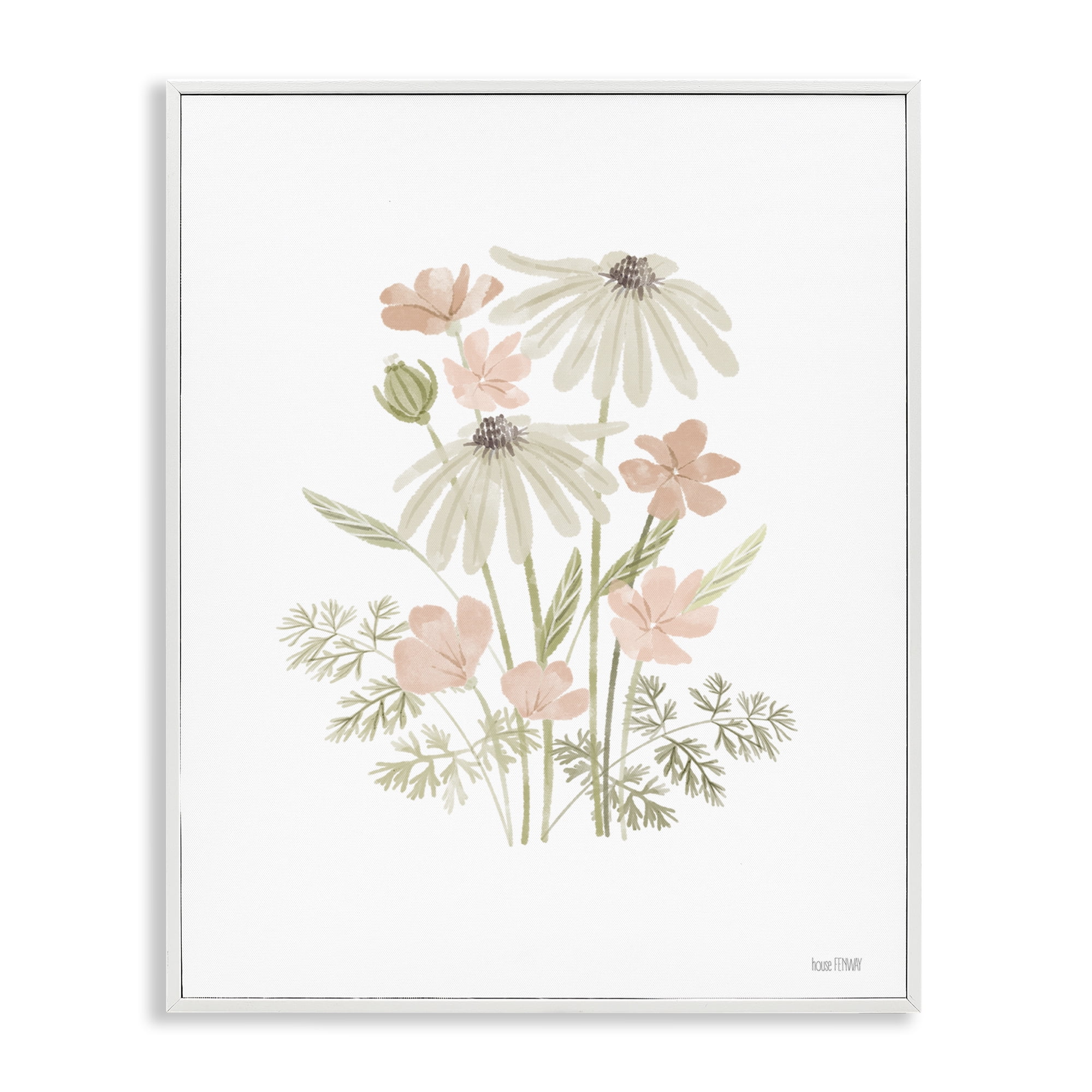Stupell Industries Subtle Wild Blooms Plants & Flowers Painting White Framed Art Print Wall Art, 11 x 14