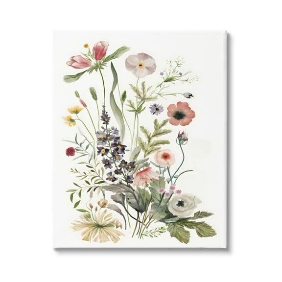Stupell Industries Subtle Wildflower Blooms Botanical & Floral Painting Gallery Wrapped Canvas Art Print Wall Art, 16 x 20