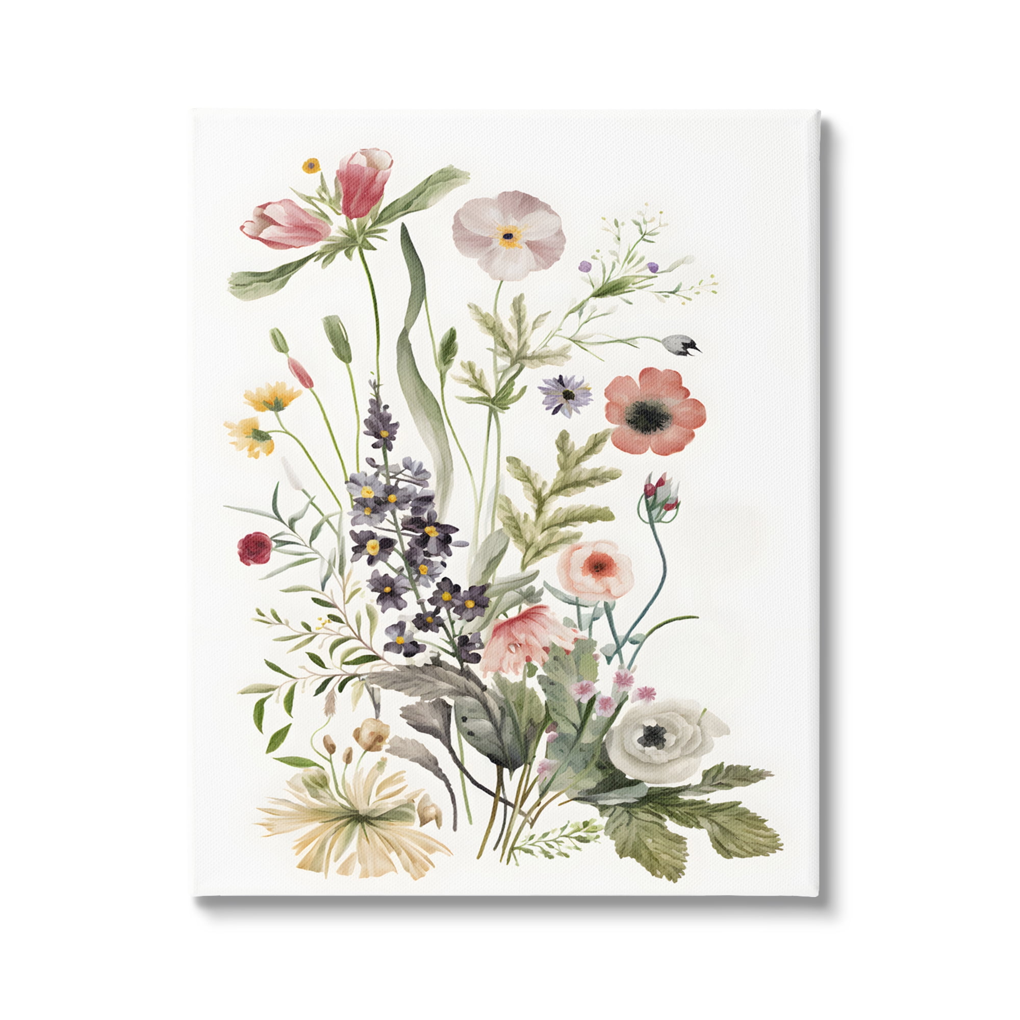 Stupell Industries Subtle Wildflower Blooms Botanical & Floral Painting Gallery Wrapped Canvas Art Print Wall Art, 36 x 48