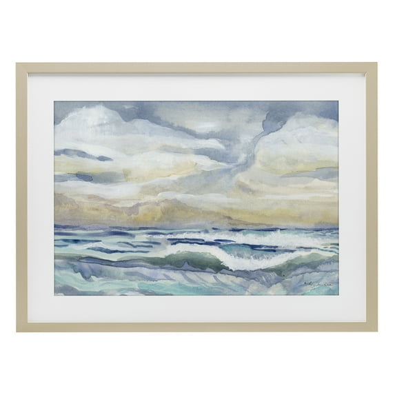 Stupell Industries Subtle and Serene Cloudy Sea Birch Framed Print Under Glass design by Audrey Jeanne Roberts, 14 x 20