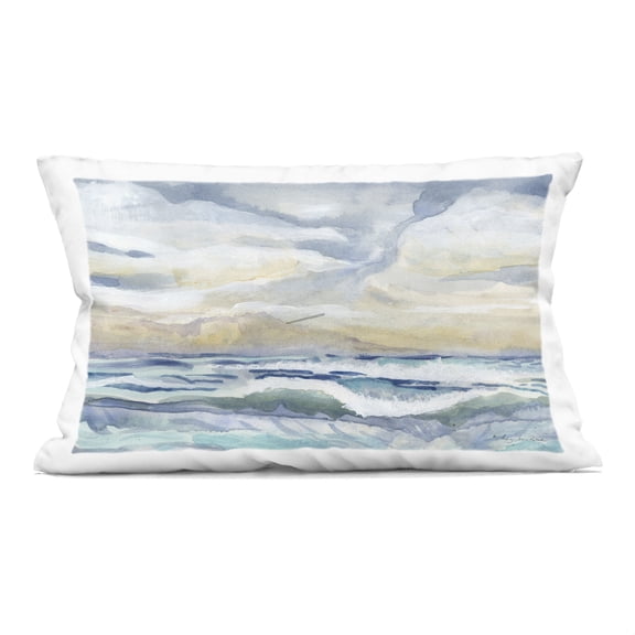 Stupell Industries Subtle and Serene Cloudy Sea Decorative Printed Throw Pillow design by Audrey Jeanne Roberts, 14 x 7 x 20