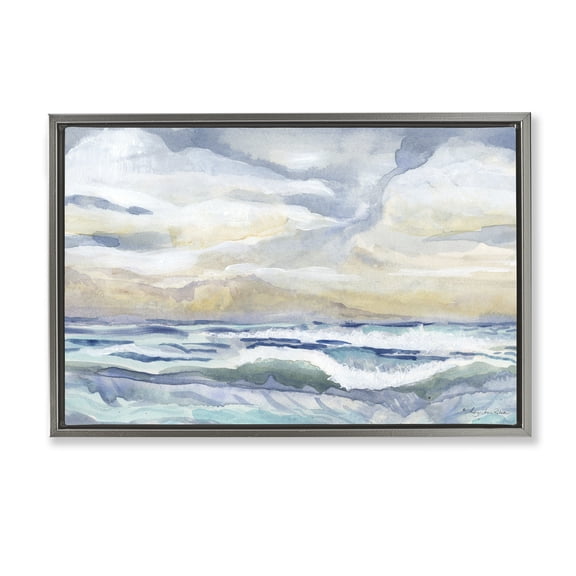 Stupell Industries Subtle and Serene Cloudy Sea Gray Framed Floater Canvas Wall Art design by Audrey Jeanne Roberts, 21 x 31
