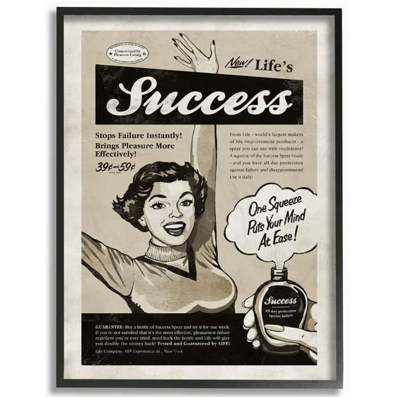 Stupell Industries Success Spray Funny Vintage Comic Book Design Framed Wall Art by Ester Kay