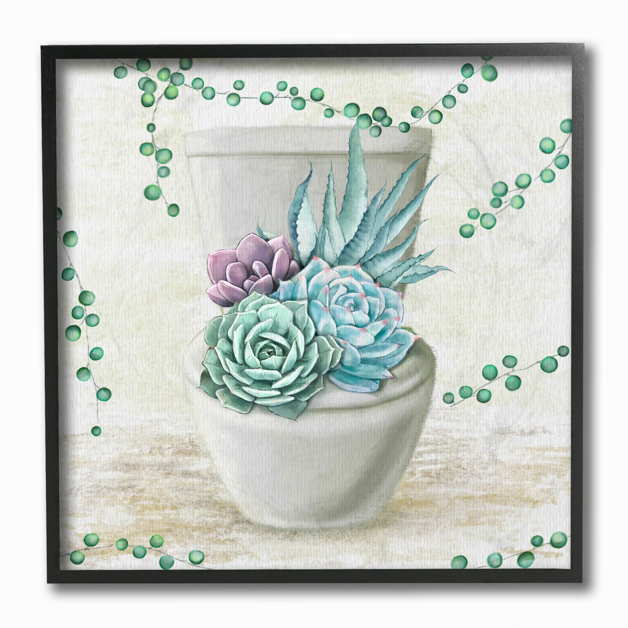 Stupell Industries Succulent Bouquet Bathroom Toilet Painting Framed Wall Art by Ziwei Li