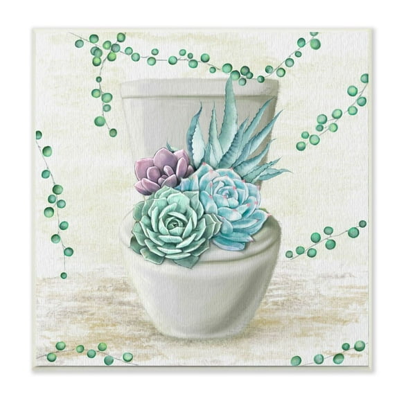 Stupell Industries Succulent Bouquet Bathroom Toilet Painting Wall Plaque by Ziwei Li