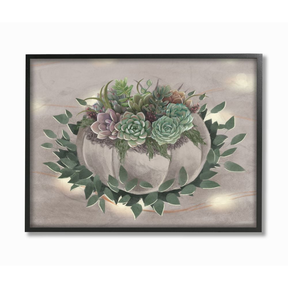 Stupell Industries Succulent Bundle Green Purple Painting Graphic Art Black Framed Art Print Wall Art, 11x14, by Ziwei Li