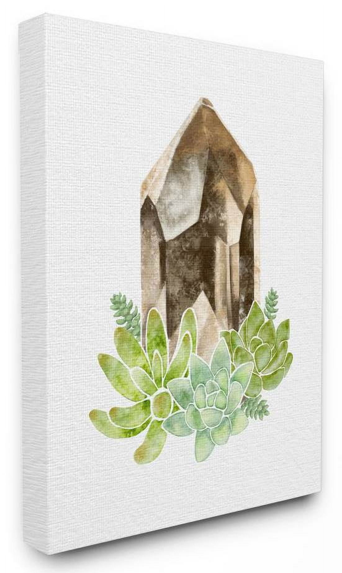 Stupell Industries Succulent Crystal Flower Brown Green Watercolor Painting Canvas Wall Art by Ziwei Li