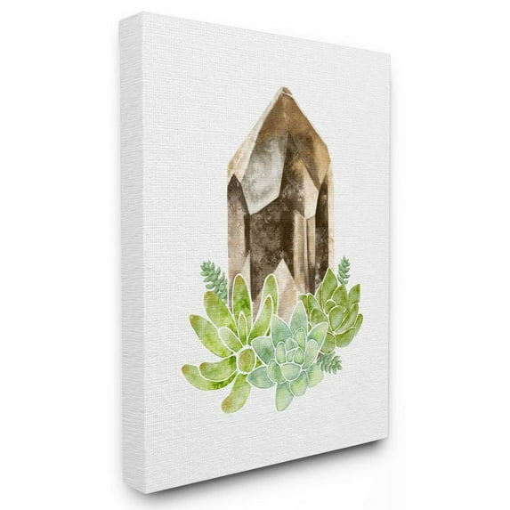 Stupell Industries Succulent Crystal Flower Brown Green Watercolor Painting Canvas Wall Art by Ziwei Li