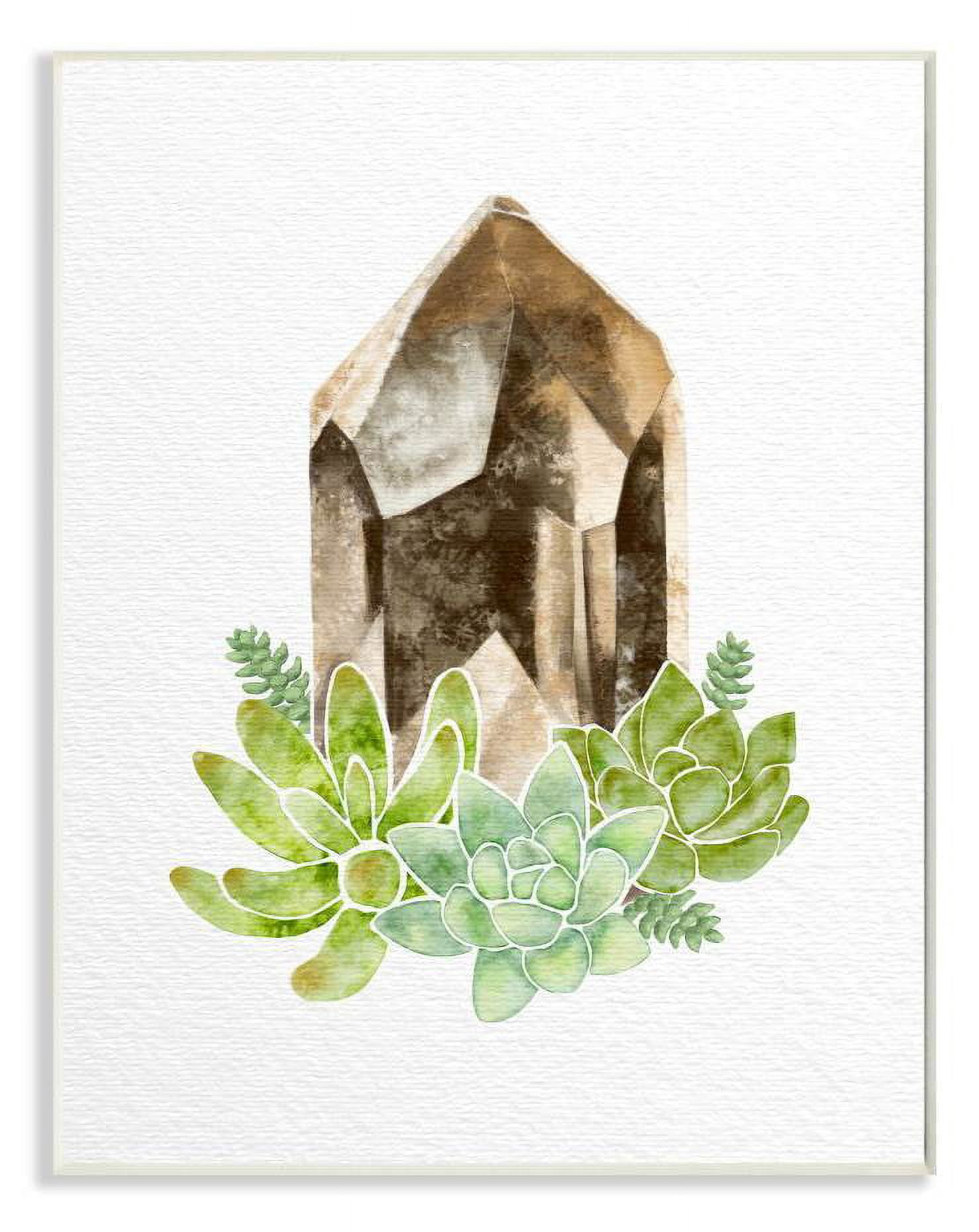 Stupell Industries Succulent Crystal Flower Brown Green Watercolor Painting Wall Plaque by Ziwei Li