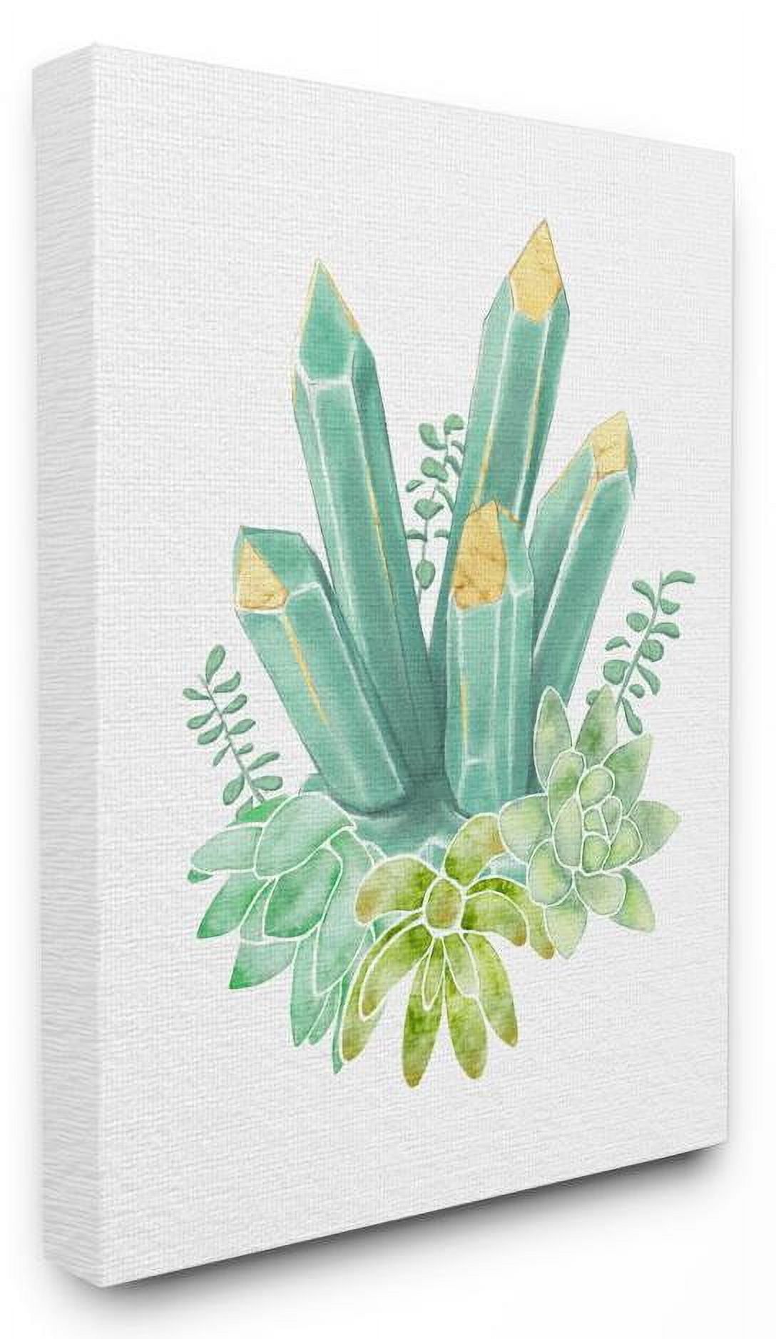 Stupell Industries Succulent Crystal Flower Green Blue Watercolor Painting Canvas Wall Art by Ziwei Li