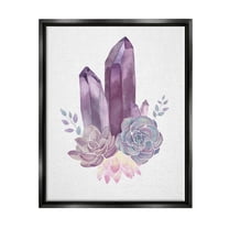 Stupell Industries Succulent Crystal Flower Purple Blue Watercolor Painting Jet Black Framed Floating Canvas Wall Art, 16x20, by Ziwei Li