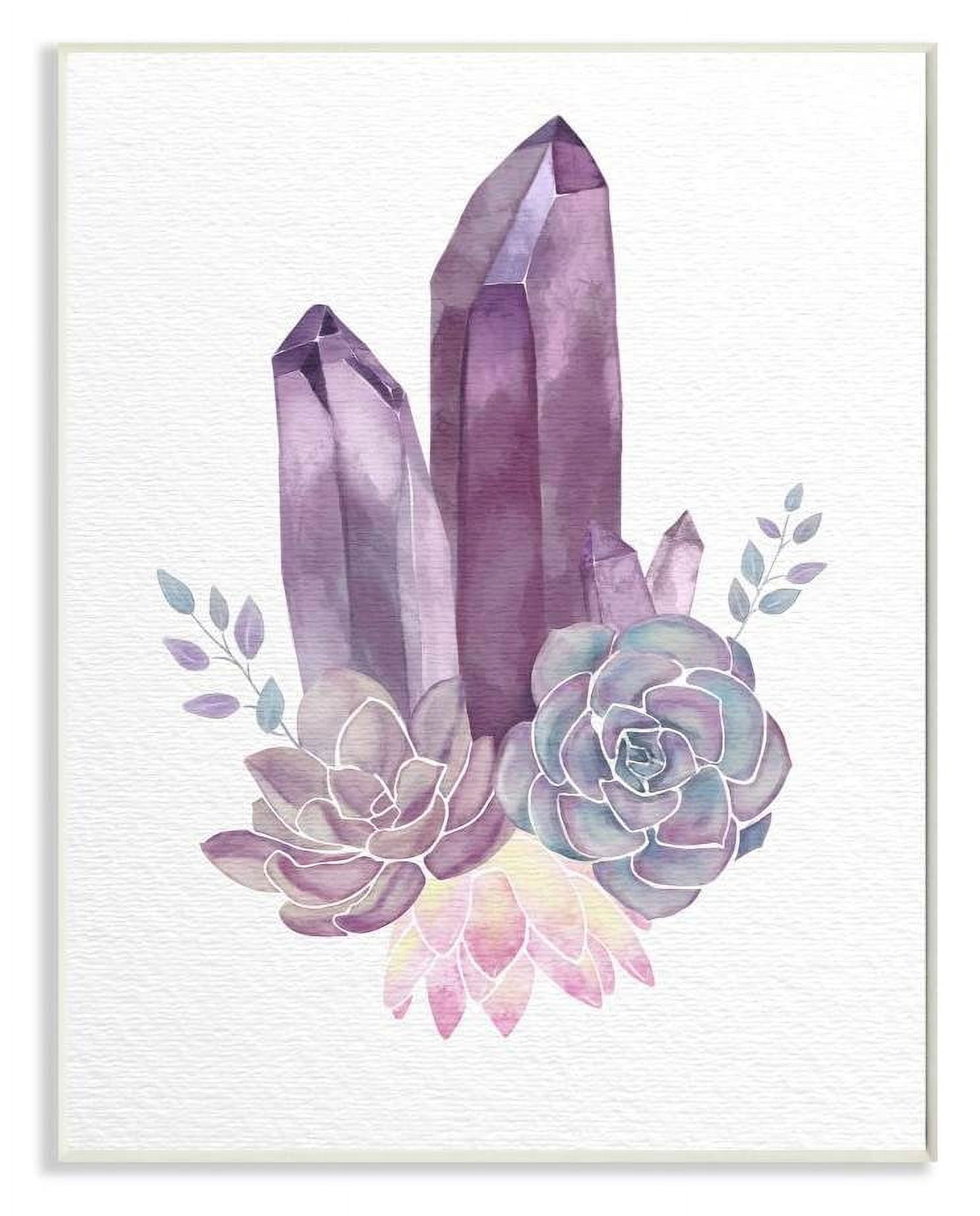 Stupell Industries Succulent Crystal Flower Purple Blue Watercolor Painting Wall Plaque by Ziwei Li