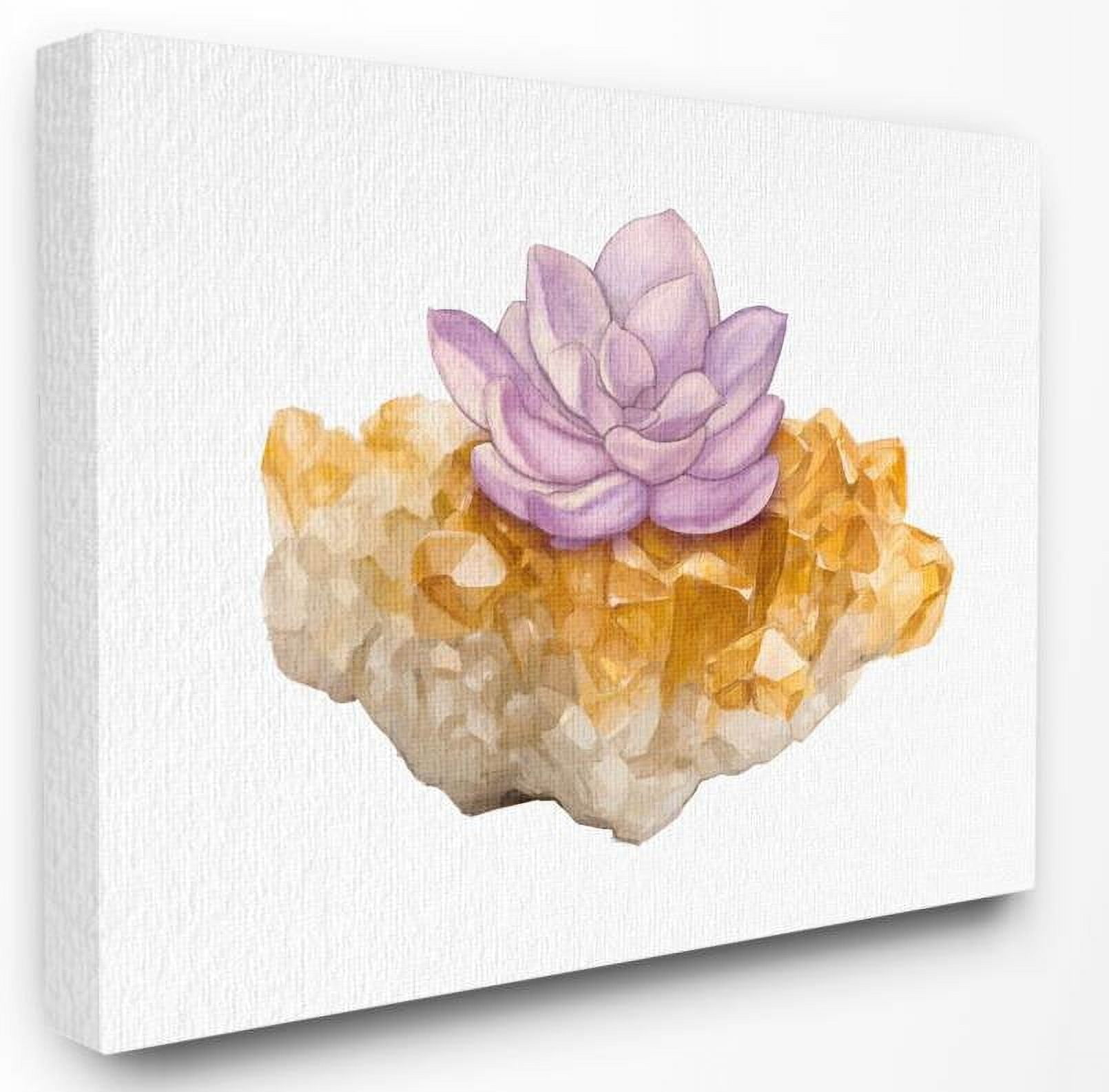 Stupell Industries Succulent Crystal Flower Purple Orange Watercolor Painting Canvas Wall Art by Ziwei Li