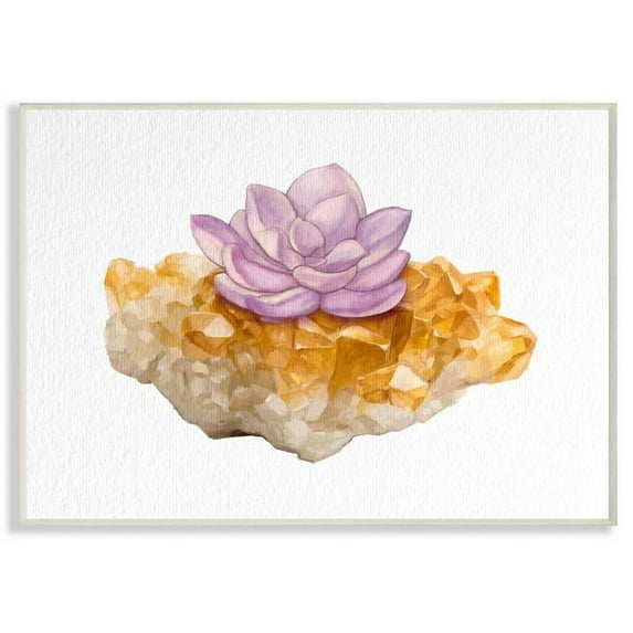 Stupell Industries Succulent Crystal Flower Purple Orange Watercolor Painting Wall Plaque by Ziwei Li