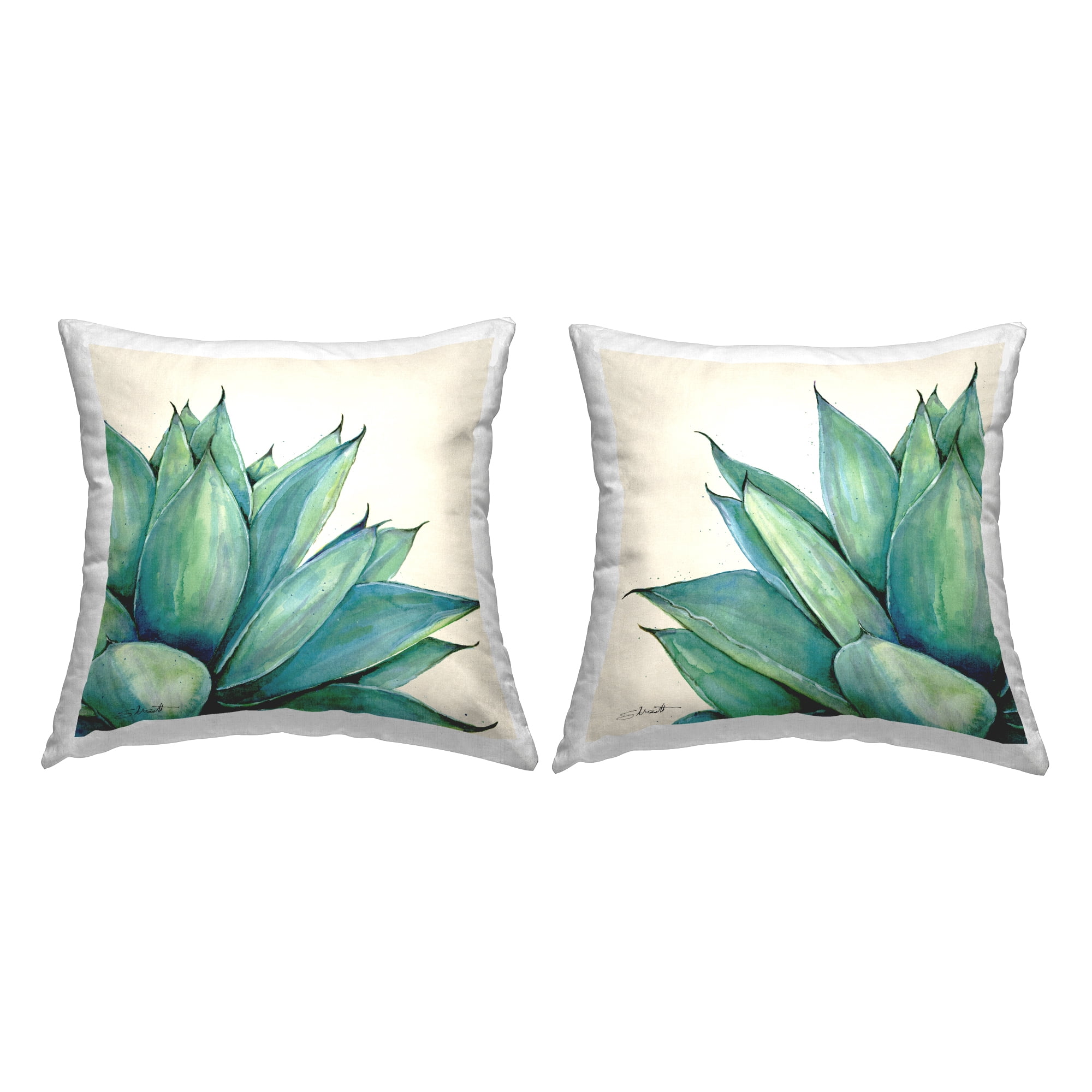 Stupell Industries Succulent Leaves Gardening Plant Printed Throw Pillow Design by Stephanie Workman Marrott (Set of 2)