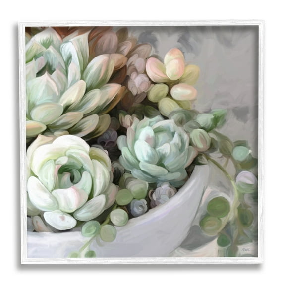 Stupell Industries Succulent Plant Arrangement Botanical & Floral Painting White Framed Art Print Wall Art, 12 x 12
