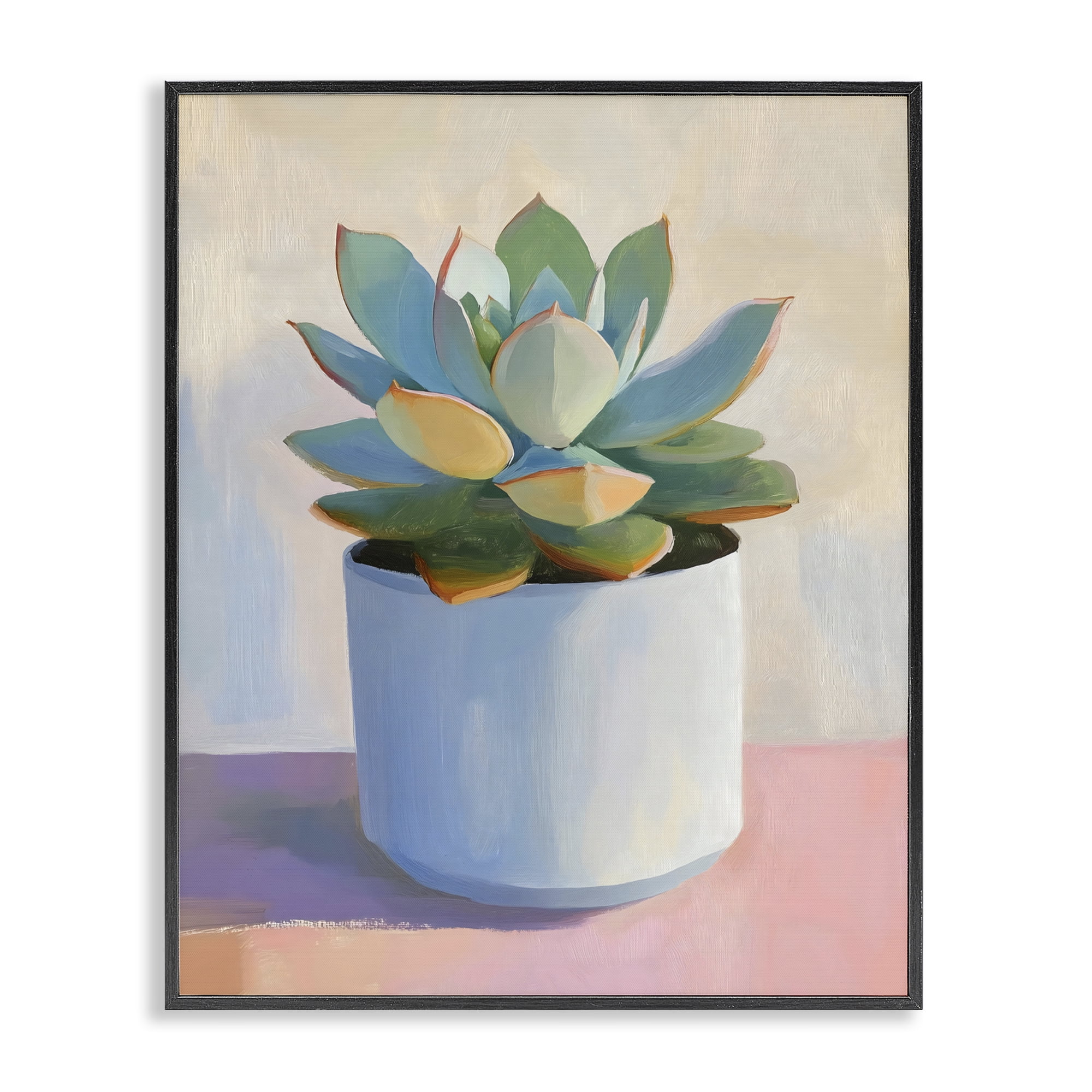 Stupell Industries Succulent Plant in White Pot Black Framed Giclee Art, design by The Prints Vibe