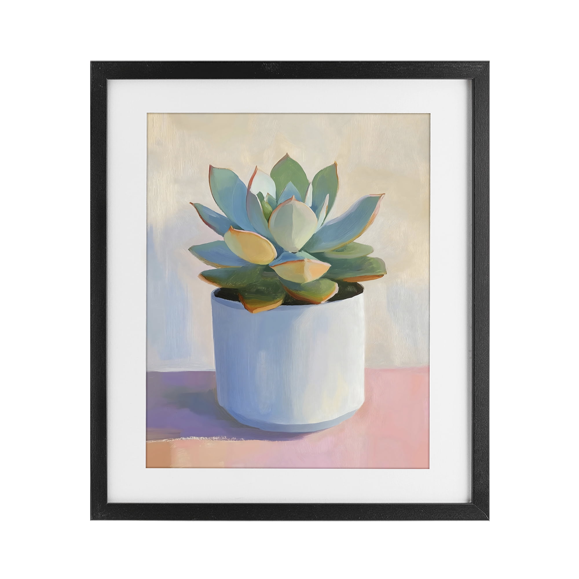 Stupell Industries Succulent Plant in White Pot Black Framed Print Under Glass, design by The Prints Vibe
