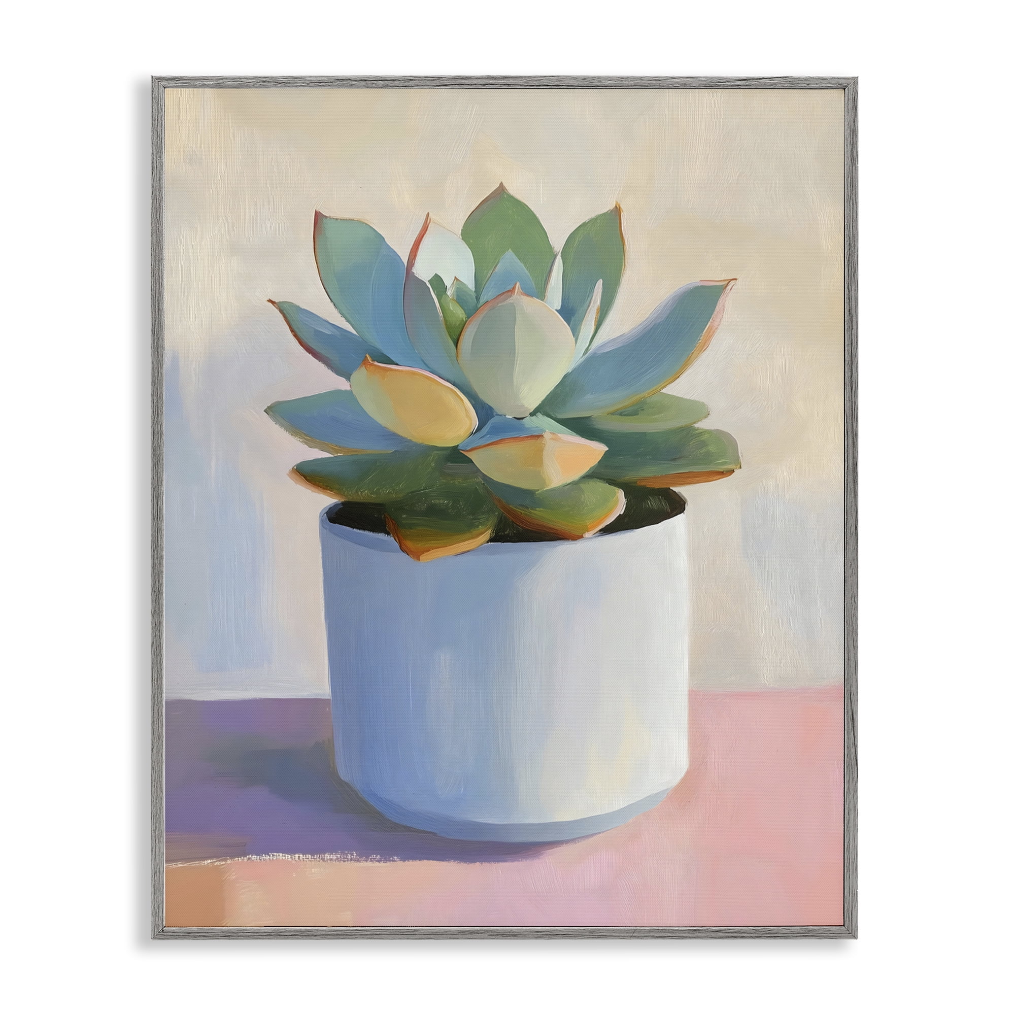 Stupell Industries Succulent Plant in White Pot Gray Framed Giclee Art, design by The Prints Vibe