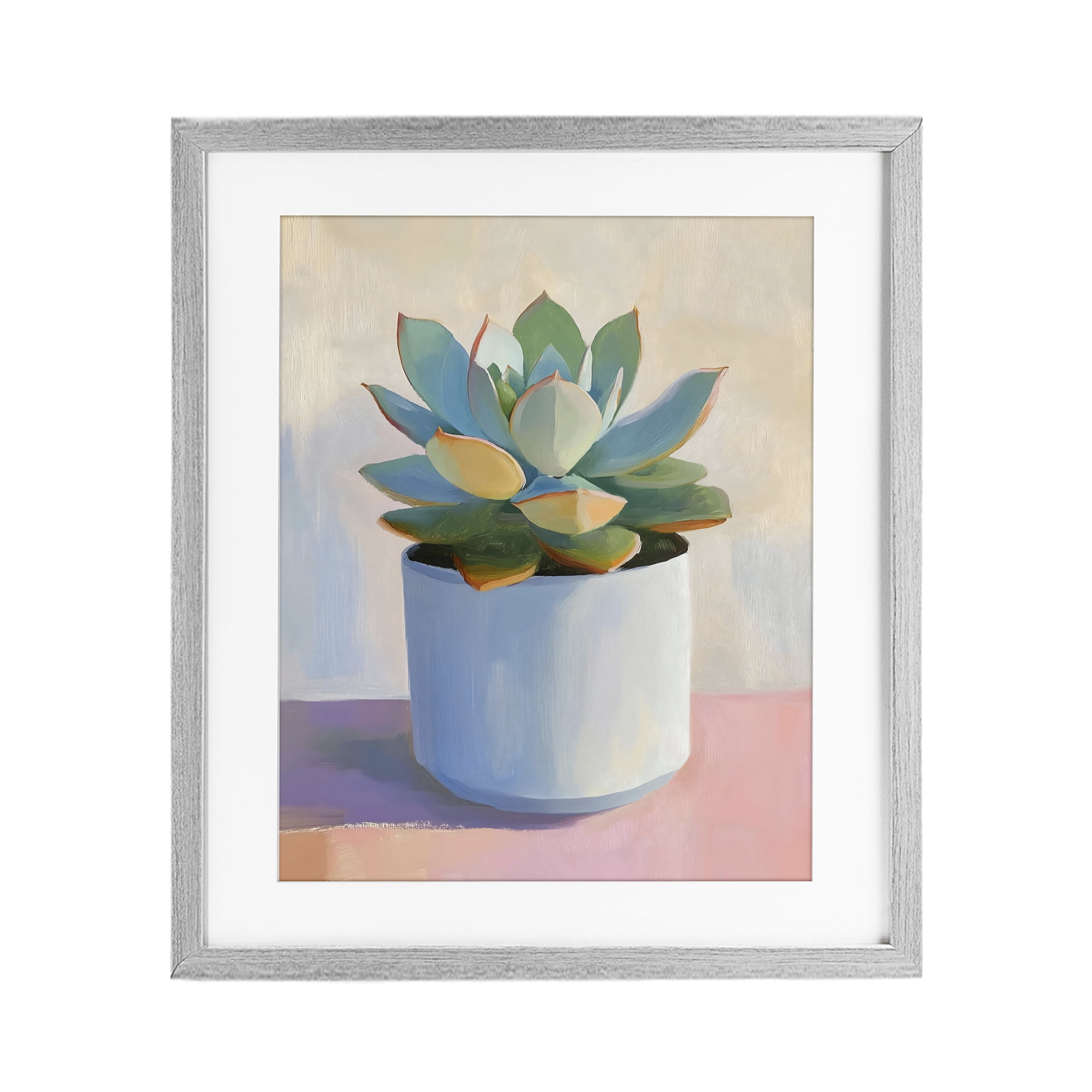 Stupell Industries Succulent Plant in White Pot Gray Framed Print Under Glass, design by The Prints Vibe