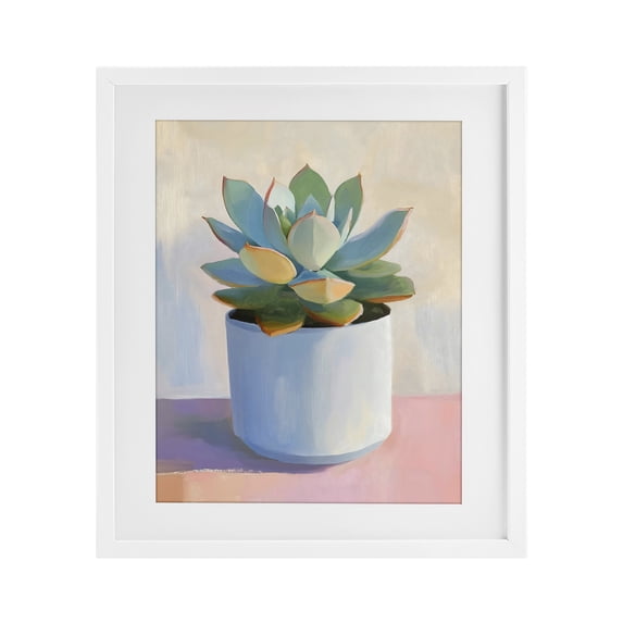 Stupell Industries Contemporary Succulent Plant in White Pot White Framed Print Under Glass, 17 x 21, by The Prints Vibe
