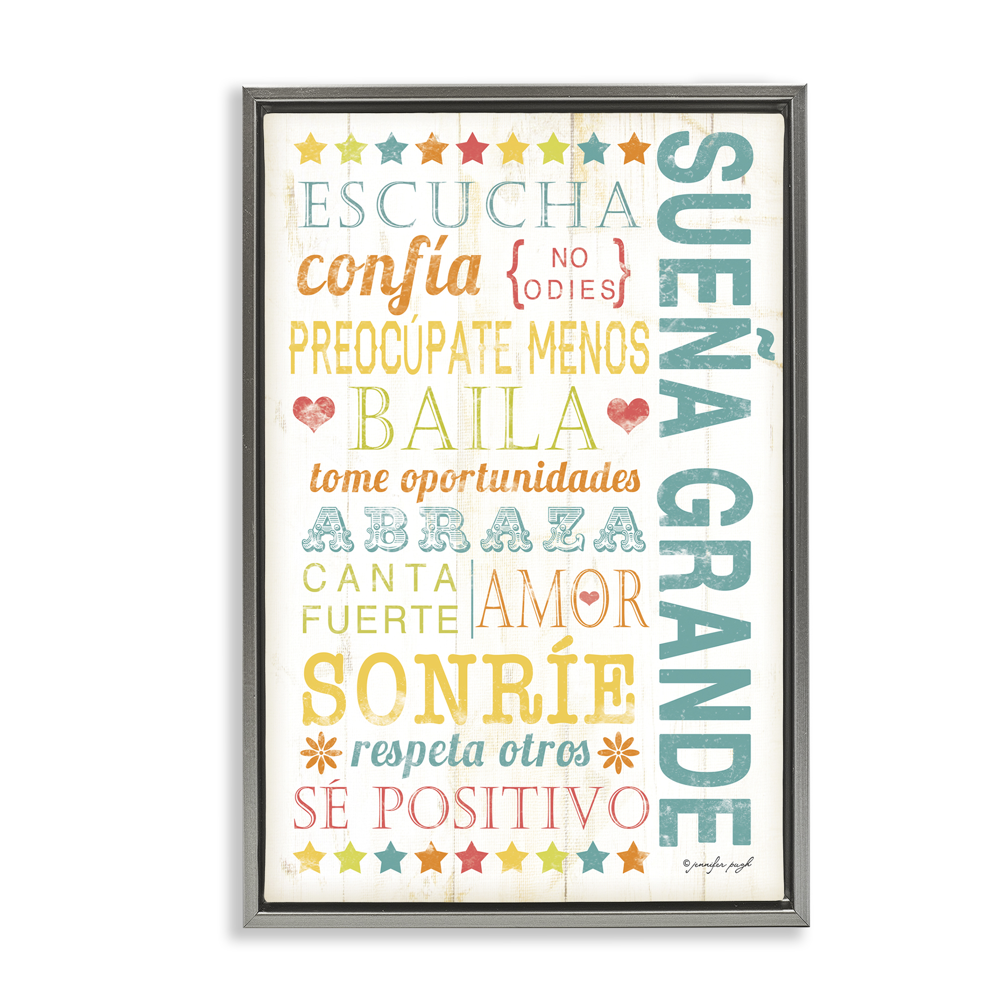 Stupell Industries Sueña Grande Frases Positivas Inspirational Quotes & Sayings Painting Gray Floater Framed Art Print Wall Art, 17 x 25