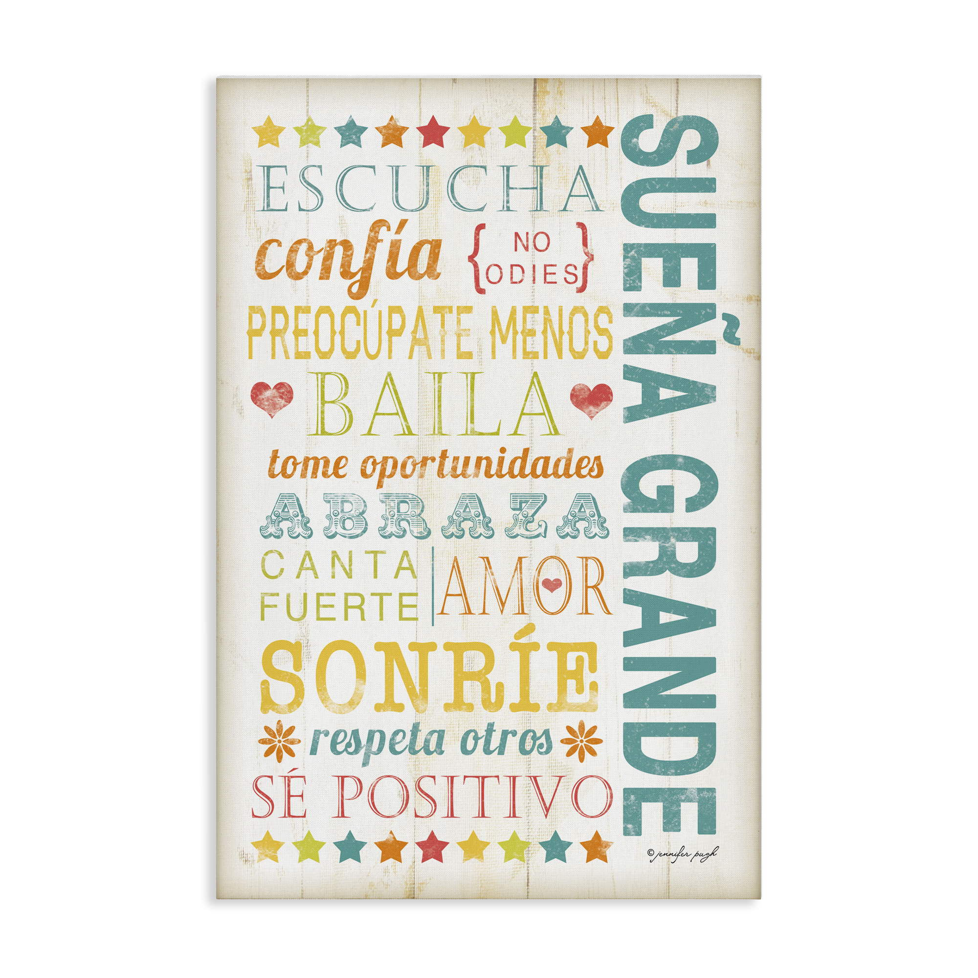 Stupell Industries Sueña Grande Frases Positivas Inspirational Quotes & Sayings Painting Wrapped Canvas Art Print Wall Art, 24 x 36