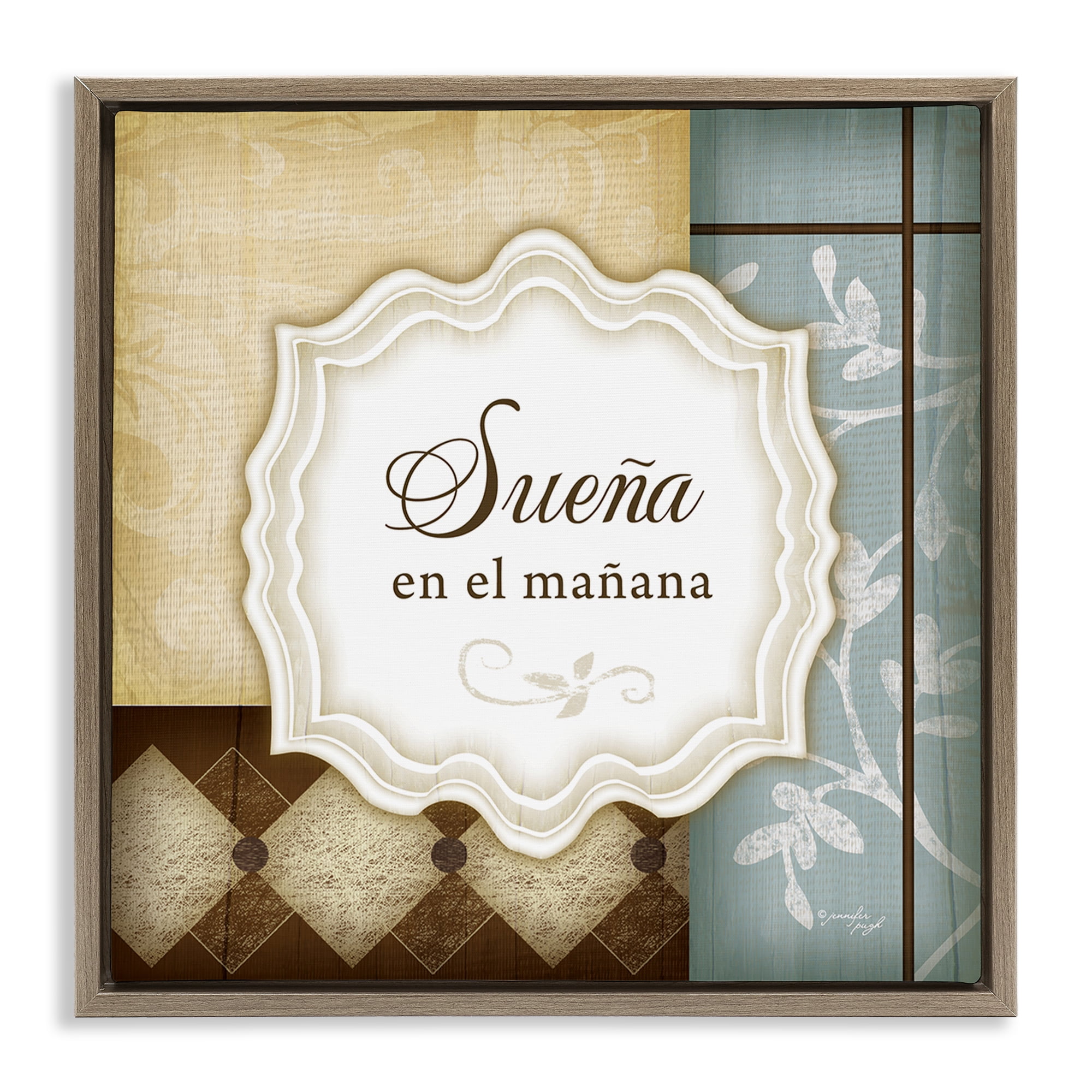 Stupell Industries Sueña en el Mañana Inspirational Quotes & Sayings Painting Brown Floater Framed Art Print Wall Art, 25 x 25