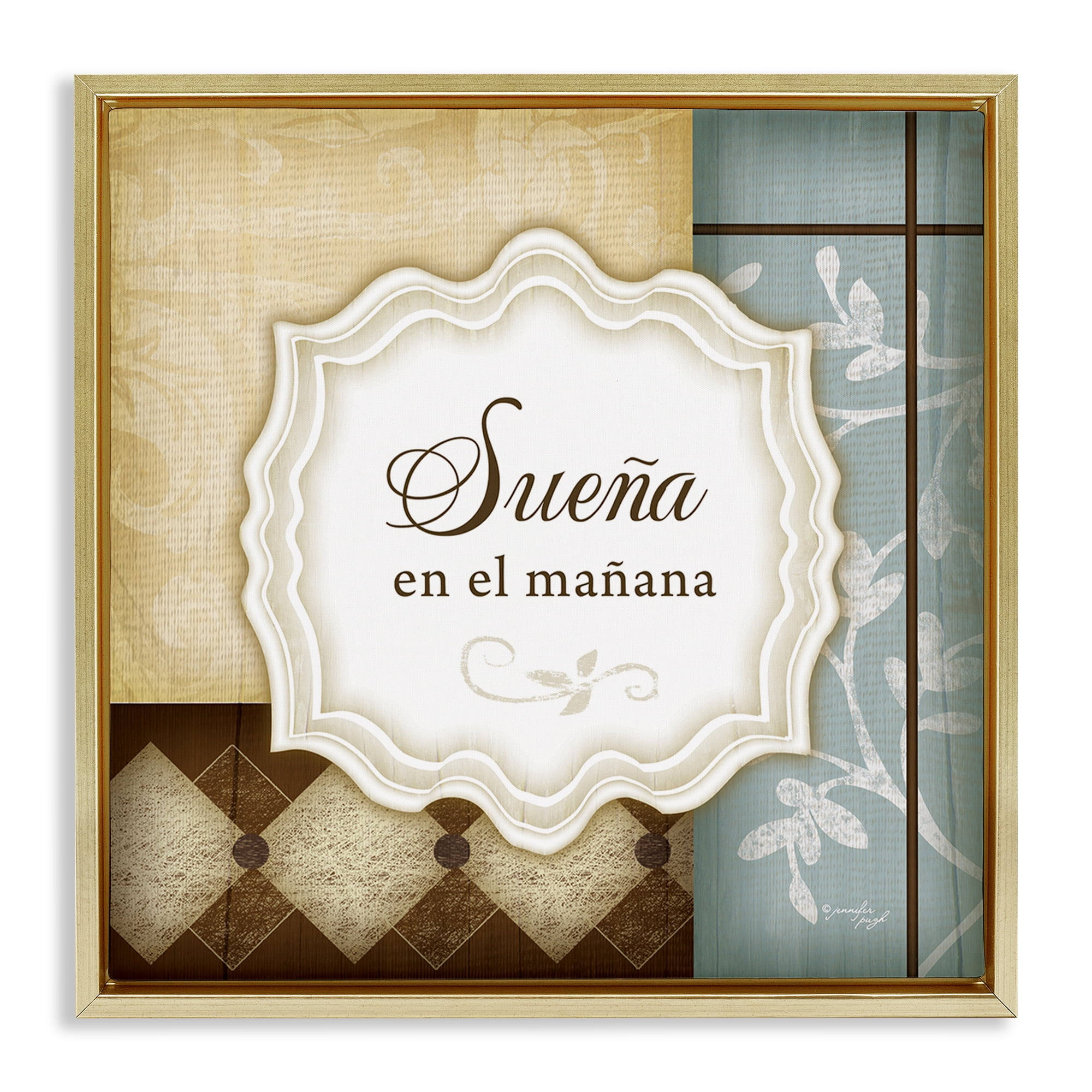 Stupell Industries Sueña en el Mañana Inspirational Quotes & Sayings Painting Gold Floater Framed Art Print Wall Art, 18 x 18