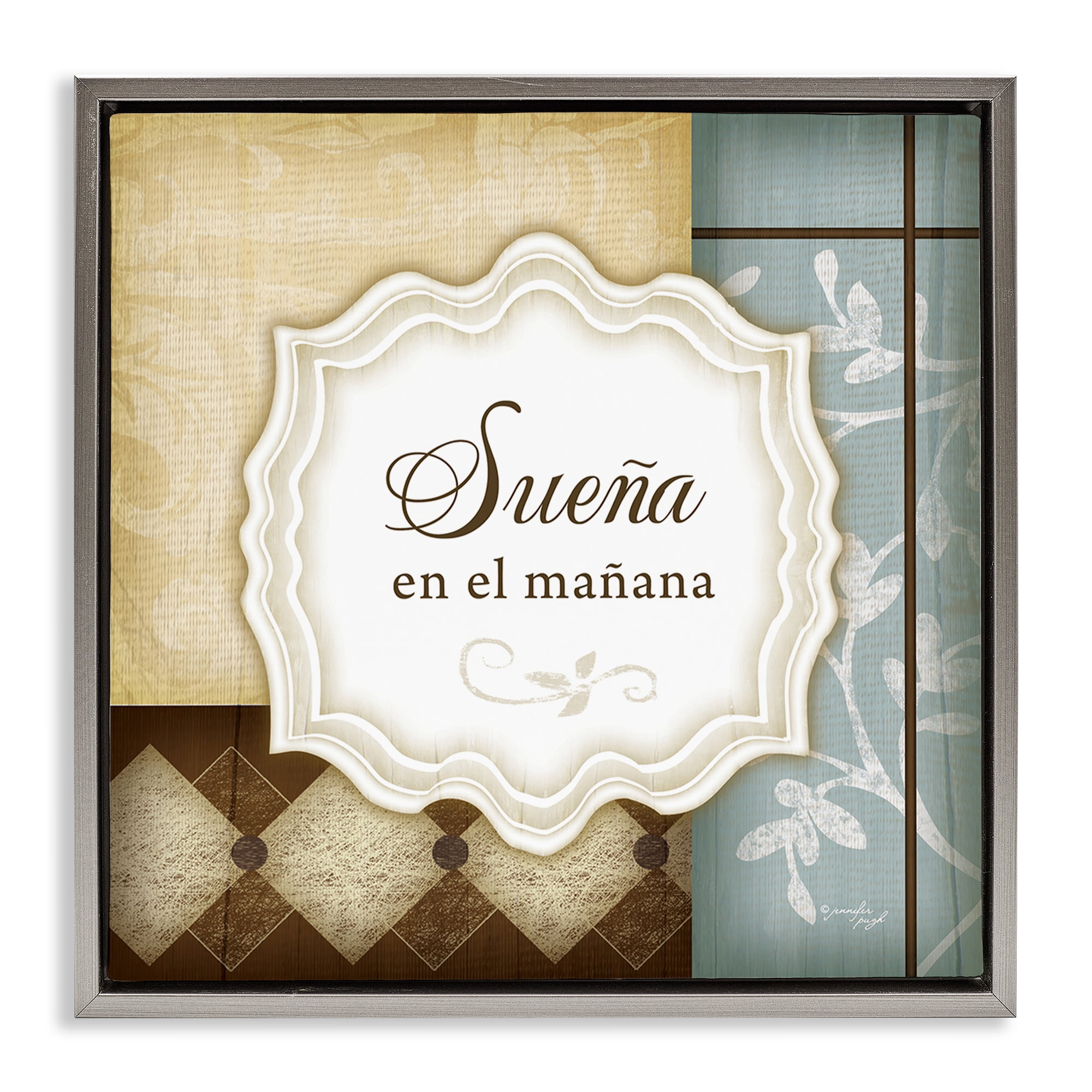 Stupell Industries Sueña en el Mañana Inspirational Quotes & Sayings Painting Gray Floater Framed Art Print Wall Art, 25 x 25