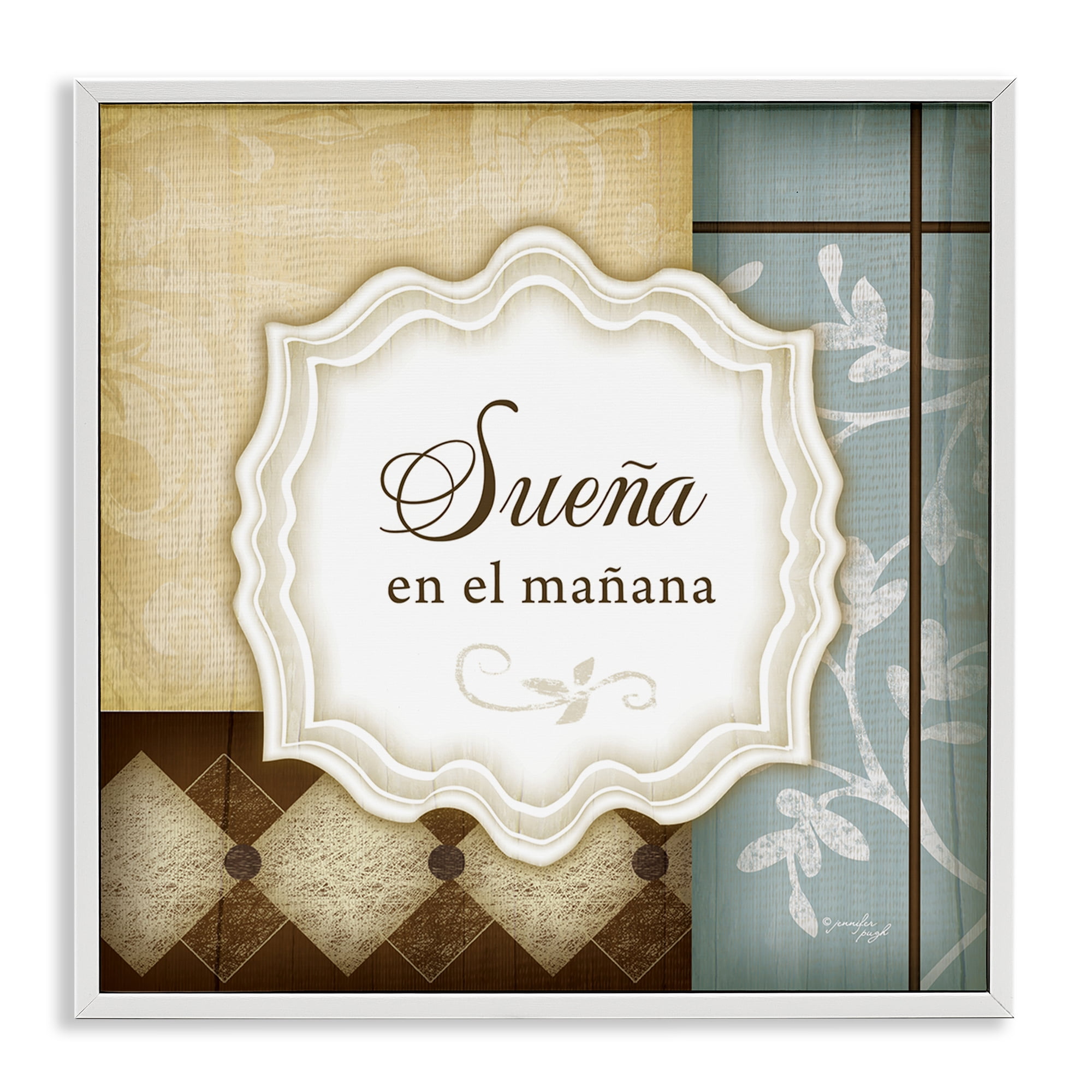 Stupell Industries Sueña en el Mañana Inspirational Quotes & Sayings Painting White Framed Art Print Wall Art, 12 x 12