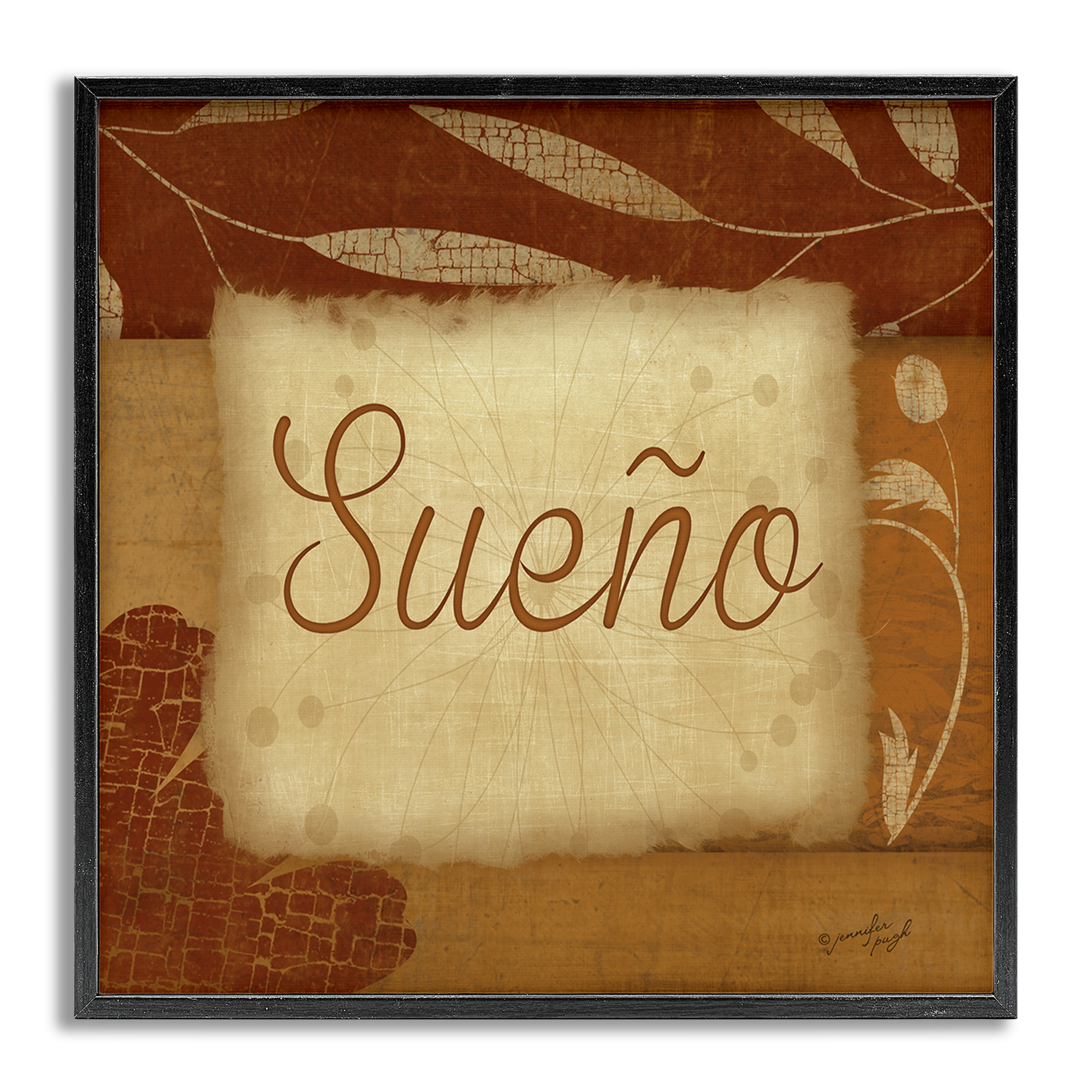 Stupell Industries Sueño con Flores Tradicionales Typography and Symbols Painting Gray Framed Art Print Wall Art, 12 x 12